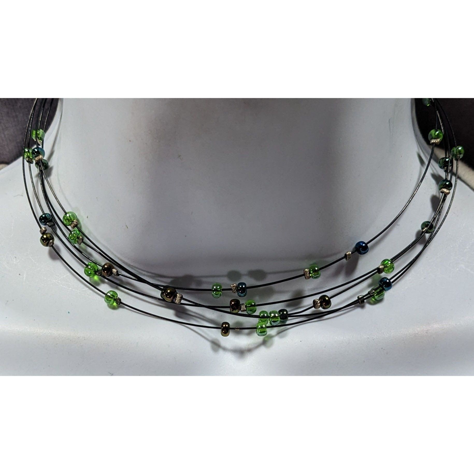 Other Casual Green And Brown Layered Floating Glass Bead Necklace Size ONE SIZE - 1 Thumbnail
