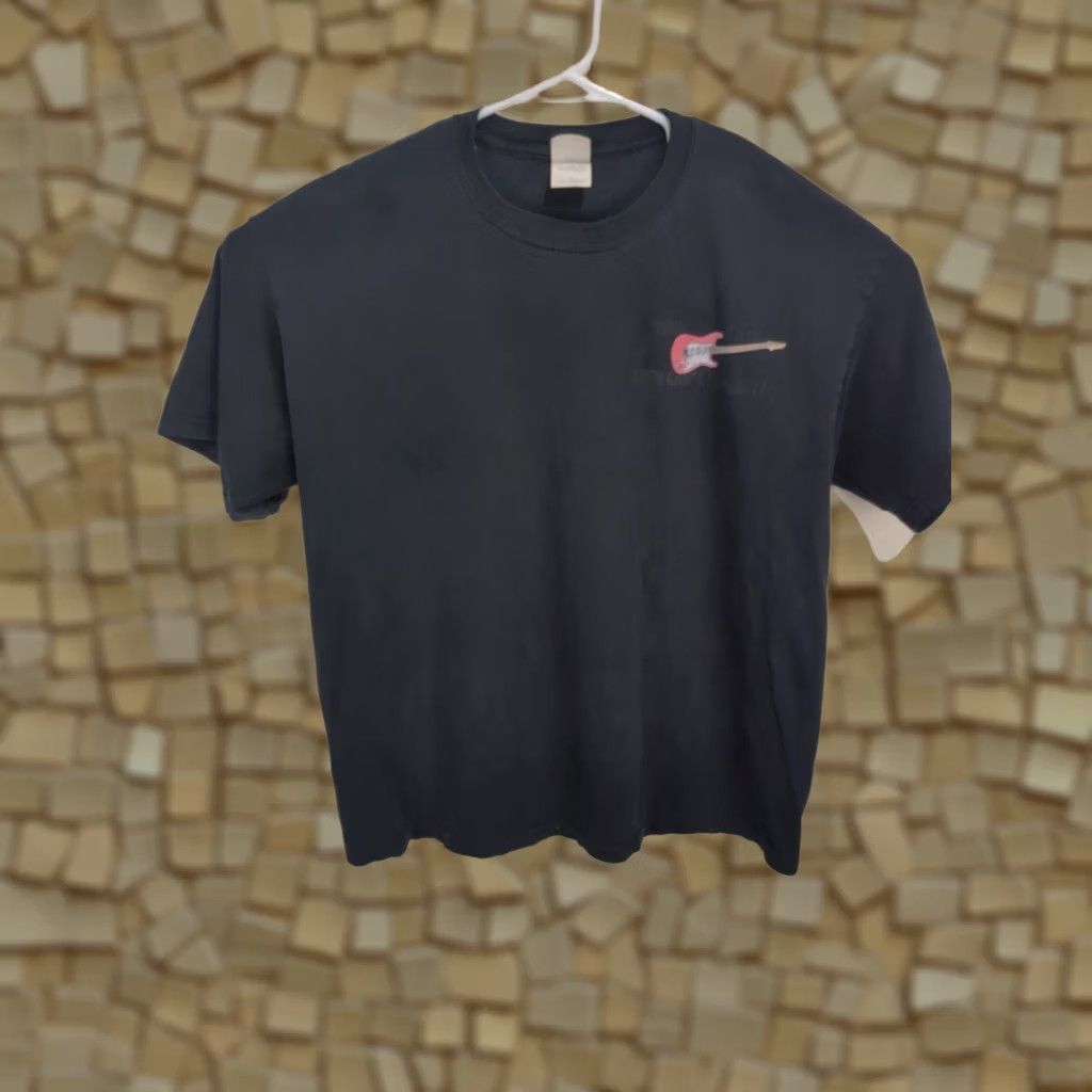 Gildan VINTAGE Gildan Heavy Cotton T-Shirt Guitar Men XL Black Double-Sided Graphic Print Logo Short Sleeve Crew Neck Y2K Vintage Music Size US XL / EU 56 / 4 - 1 Thumbnail
