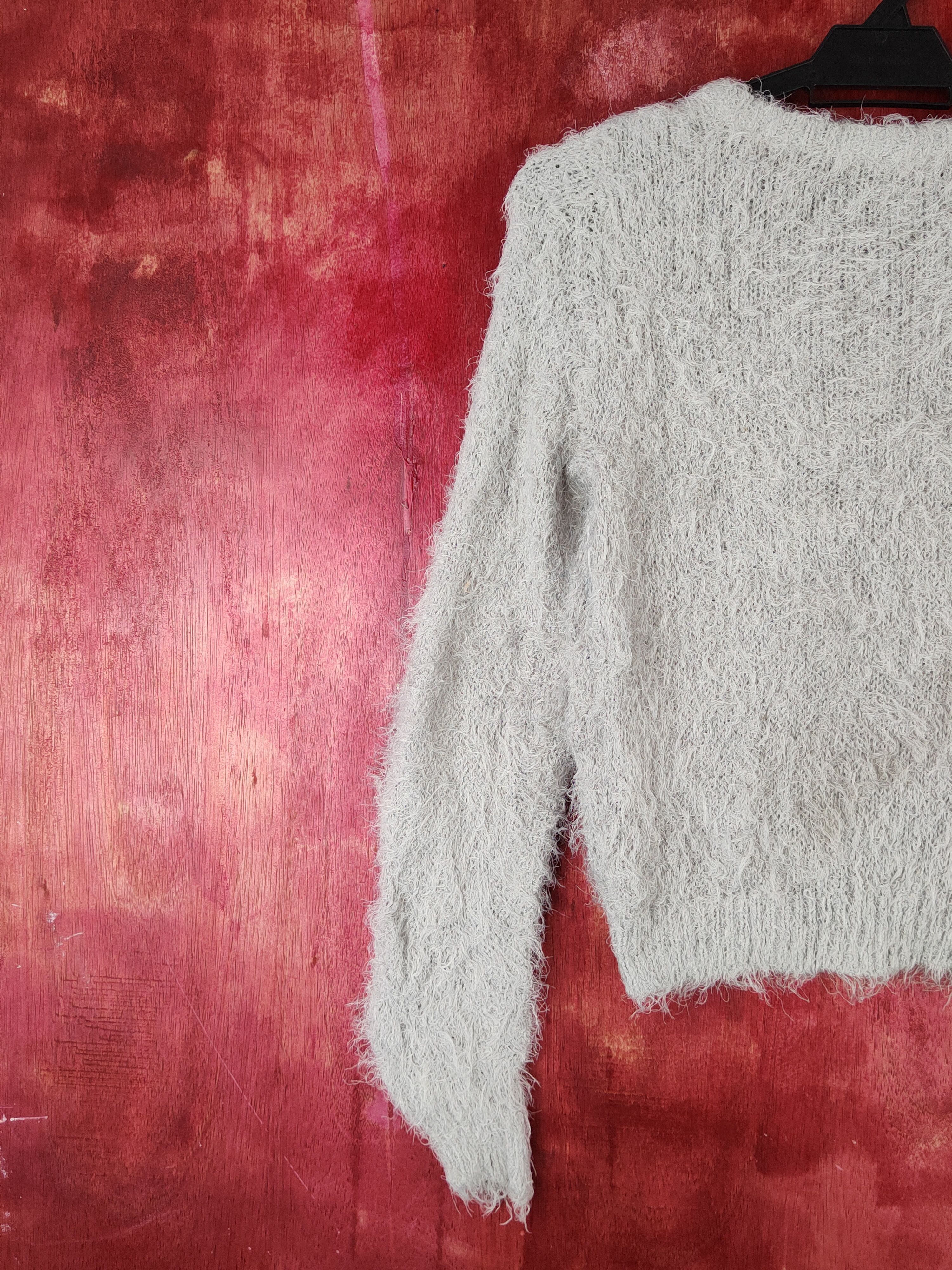 Aran Isles Knitwear × Japanese Brand × Vintage Caca Deal Light Gray Shag Shaggy Fur Mohair Knitwear #S1919 Size S / US 4 / IT 40 - 8 Thumbnail