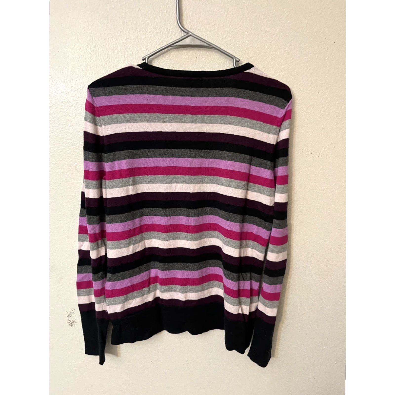 Vince Camuto Vince Camuto Tura Sz L Multicolor Stripe Cotton Sweater Top Shirt Womens Pullover Crew Neck Long Sleeve Knit Hip Length Size L / US 10 / IT 46 - 3 Thumbnail