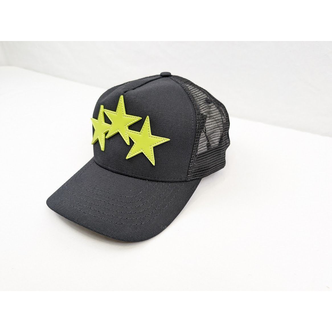 Amiri o1rshd1 Q:12 / Three Star Trucker Cap / Hat in Black/Lime Size ONE SIZE - 5 Thumbnail