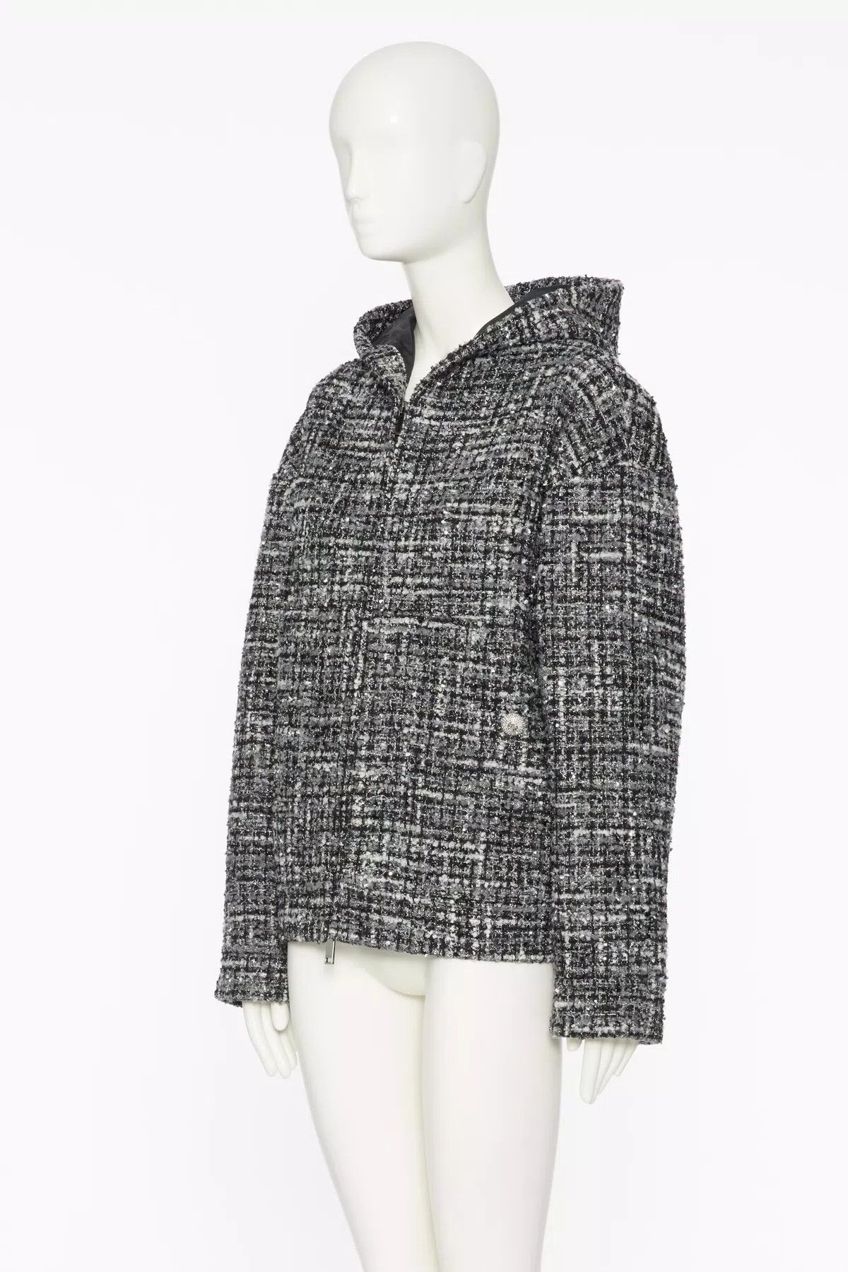Valentino o1s1wg110426 Hooded Tweed Jacket in Multicolor Size M / US 6-8 / IT 42-44 - 2 Thumbnail