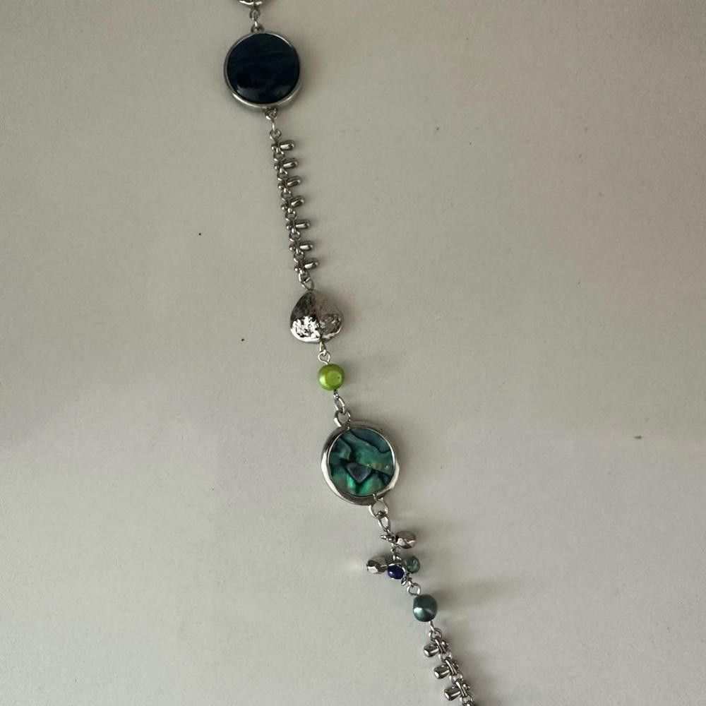 Chicos Chico’s Silver Multi-Color Blue Green Stone Long Necklace Size ONE SIZE - 7 Thumbnail