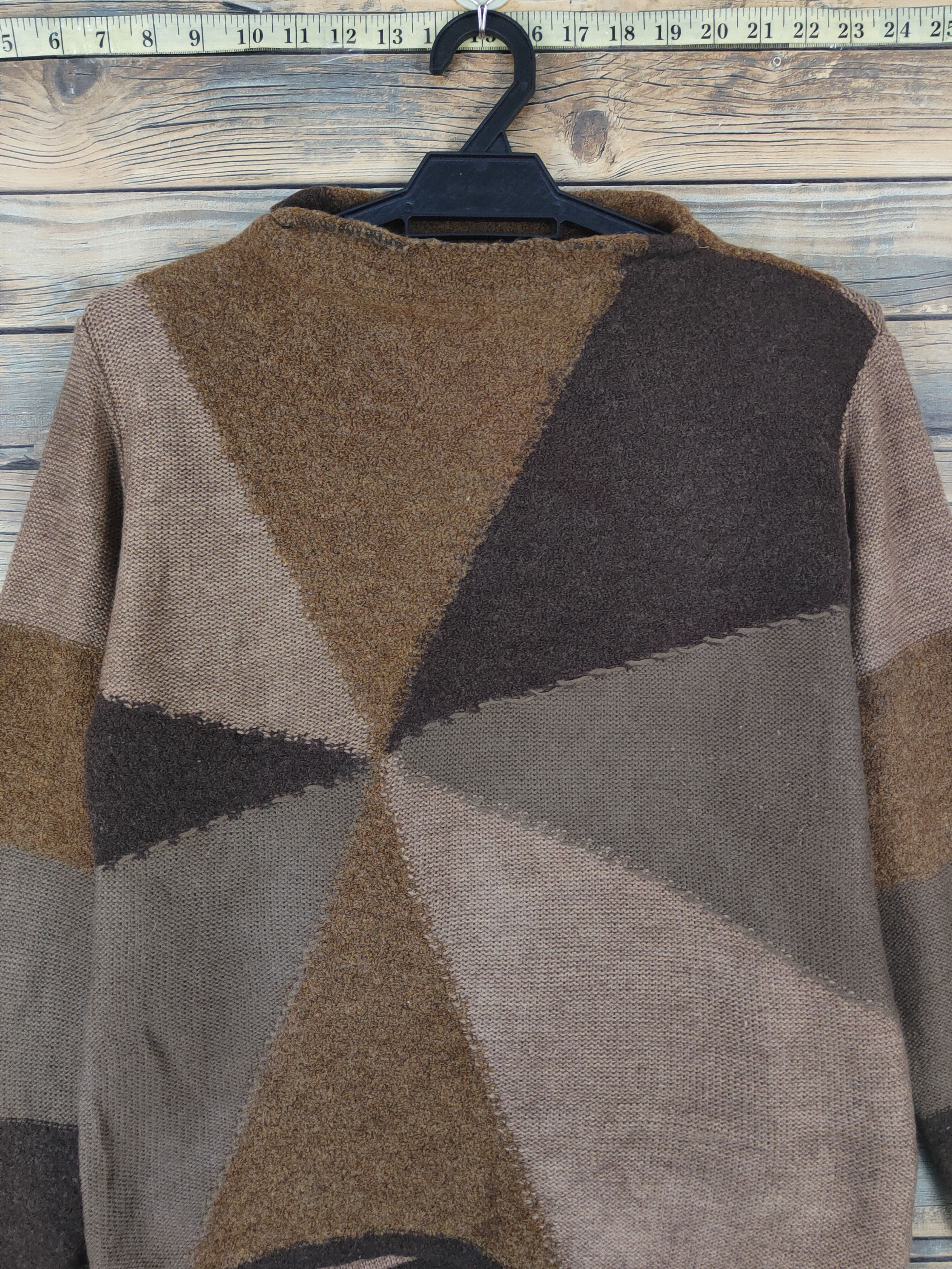 Homespun Knitwear × Japanese Brand × Vintage Mimosalip Dark Brown Knitwear patchwork Sweatshirts #W1270 Size US S / EU 44-46 / 1 - 2 Thumbnail