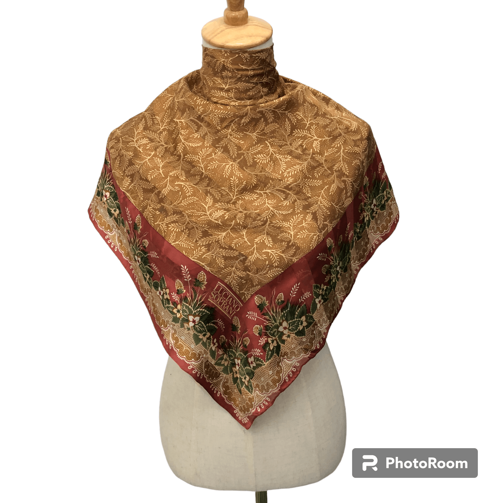 Japanese Brand Vintage Luciano Soprani Slit Thread Floral Silk Scarf M306 Size ONE SIZE - 1 Thumbnail