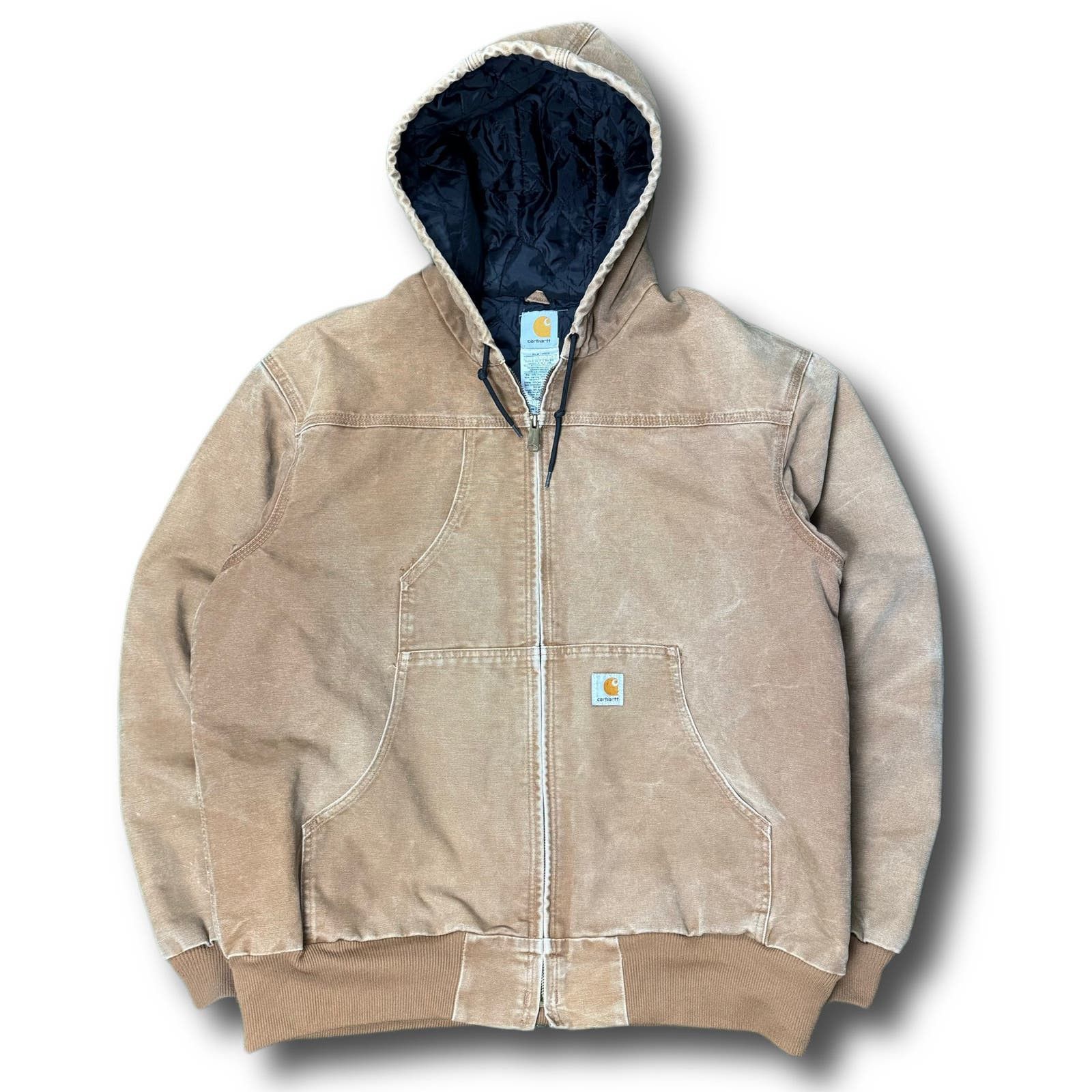 image of Carhartt Workwear Y2K Vintage Tan Zip Up Brown Hoodie Jacket, Men's (Size XL)