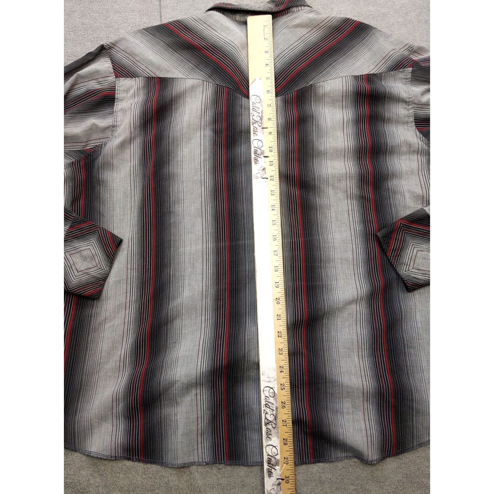 Wrangler VINTAGE Wrangler Shirt Mens 2XL Gray Black Red Striped Western Snap Button Flap Pockets Size US XXL / EU 58 / 5 - 7 Thumbnail