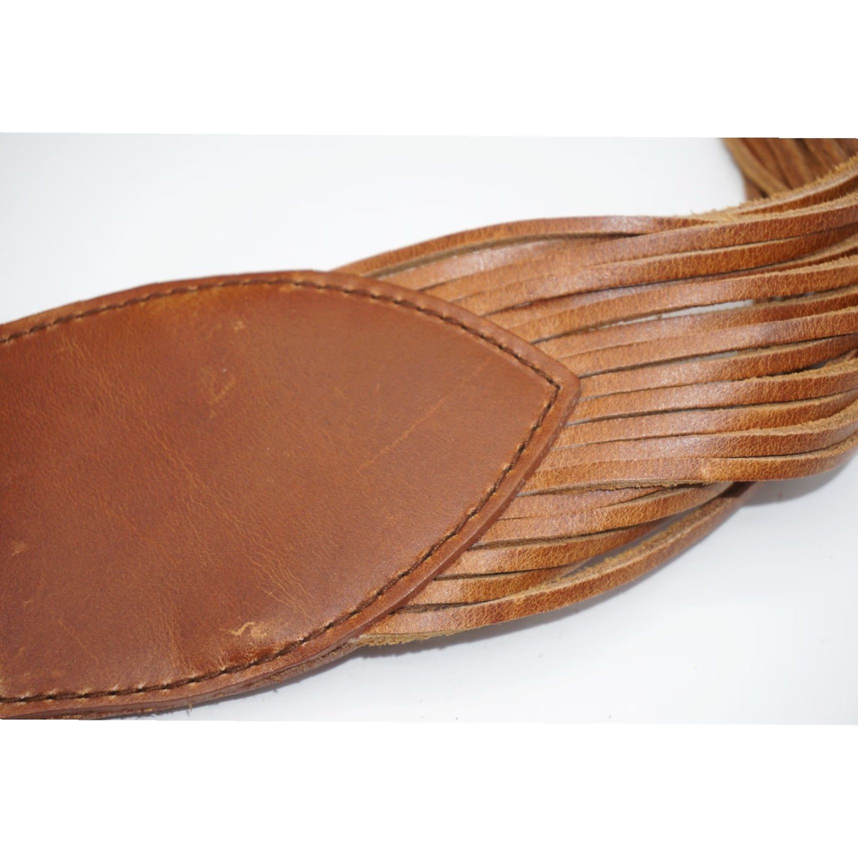 Vintage VINTAGE Brown Leather Waist Belt 1980's Brass Buckle, Unbranded, Size L Size ONE SIZE - 3 Thumbnail