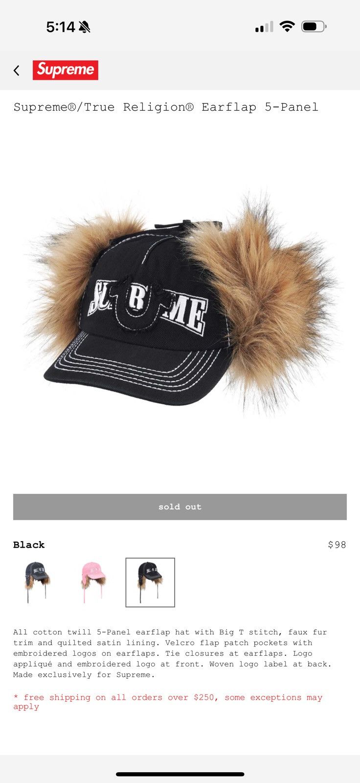 Supreme × True Religion Earflap 5-Pannel (L/XL) Size ONE SIZE - 4 Thumbnail