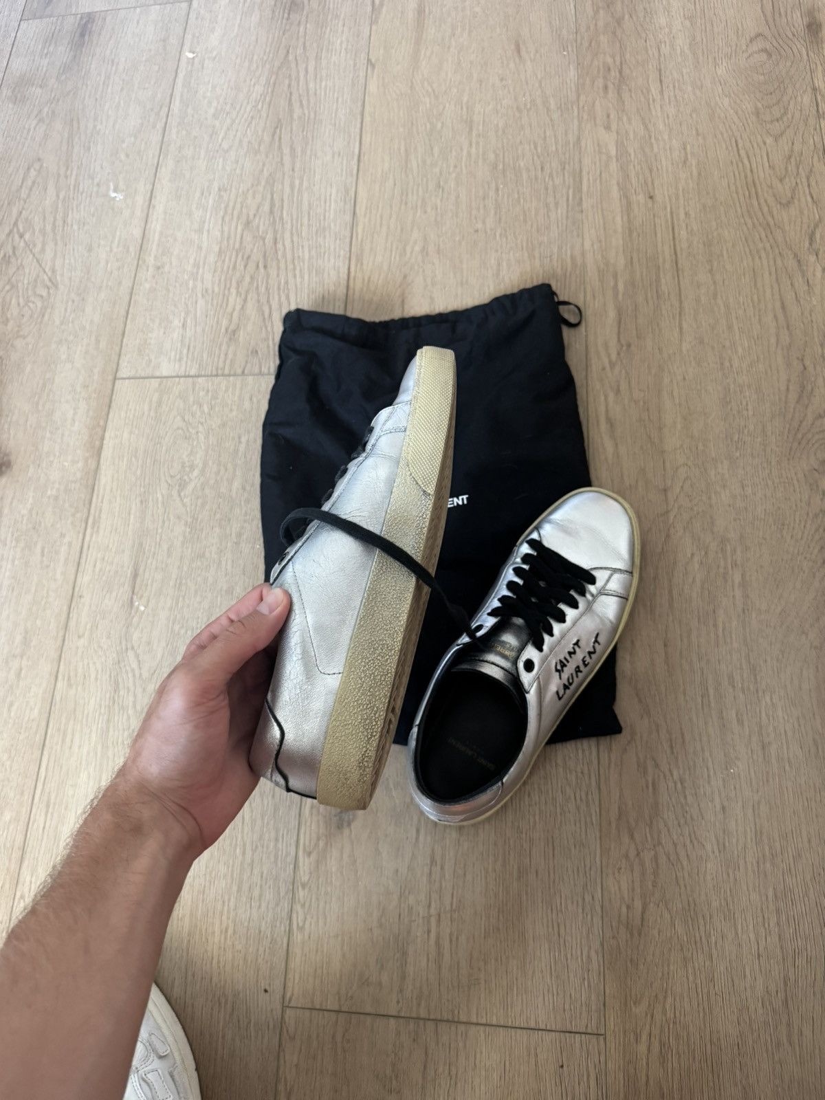 Saint Laurent Paris Court sig low silver Size US 8 / EU 41 - 6 Thumbnail