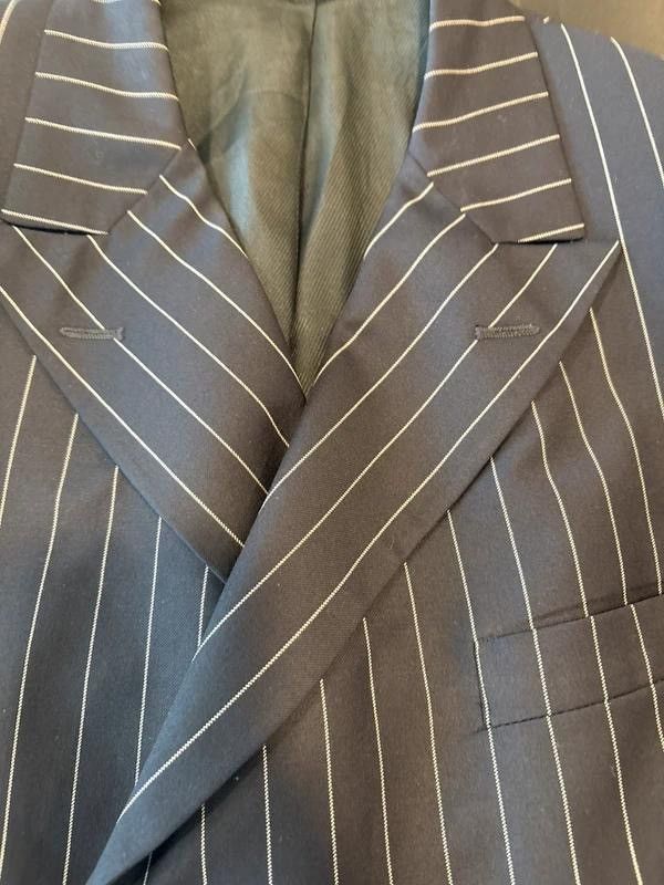 Vitale Barberis Canonico Bespoke Navy Pinstripe DB Suit 6x3 Italian Vitale Barberis Size 42R - 15 Thumbnail