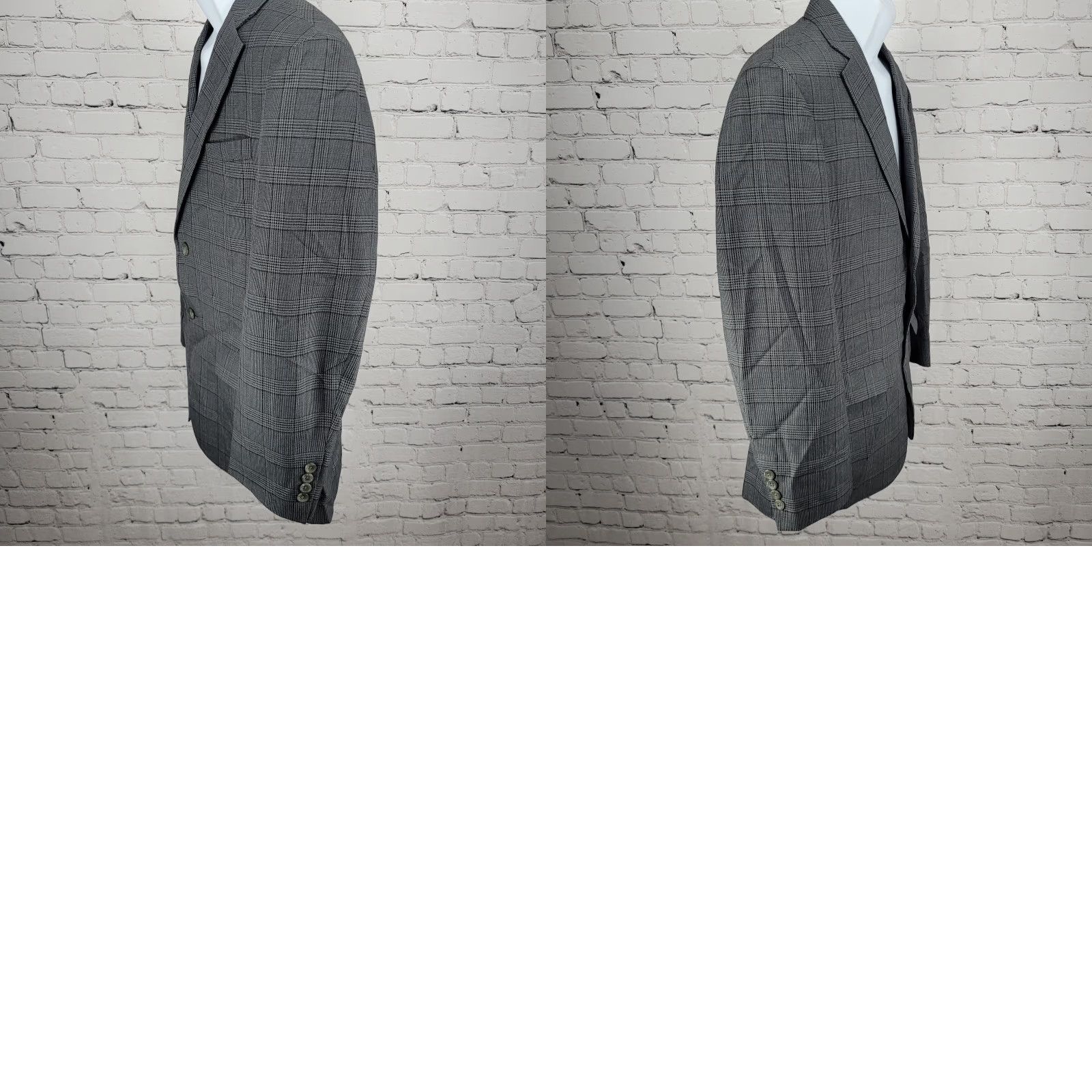 Geoffrey Beene VINTAGE Geoffrey Beene Grey Check Sport Coat Blazer 2 Button Single-Vented Notch Lapel Mens 38S Size 38R - 9 Thumbnail