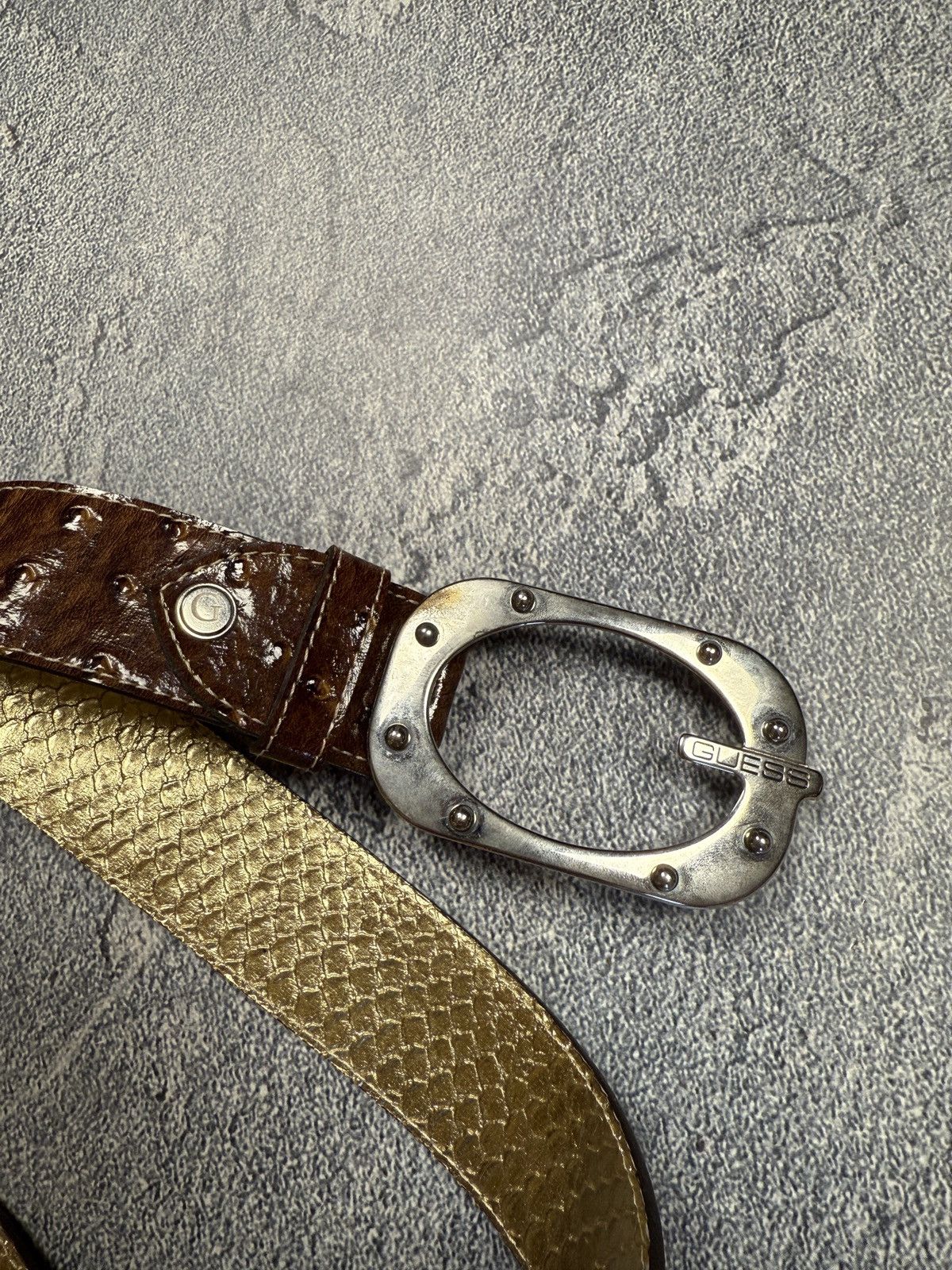 Guess Vintage Men’s Guess Leather Belt Size L Rare Designer Size ONE SIZE - 3 Thumbnail
