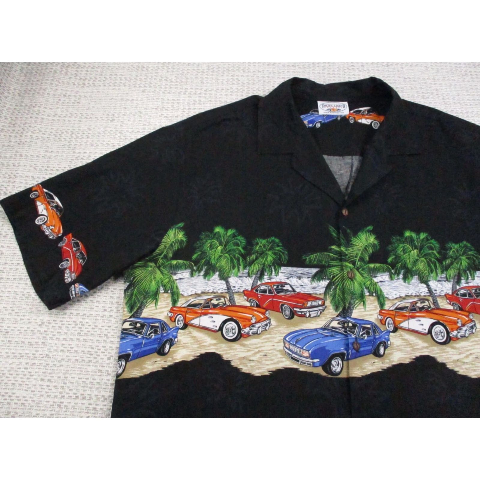 Vintage Pacific Legend Shirt Mens XL Black Hawaiian Retro Cars Palm Trees Aloha Size US XXL / EU 58 / 5 - 3 Thumbnail