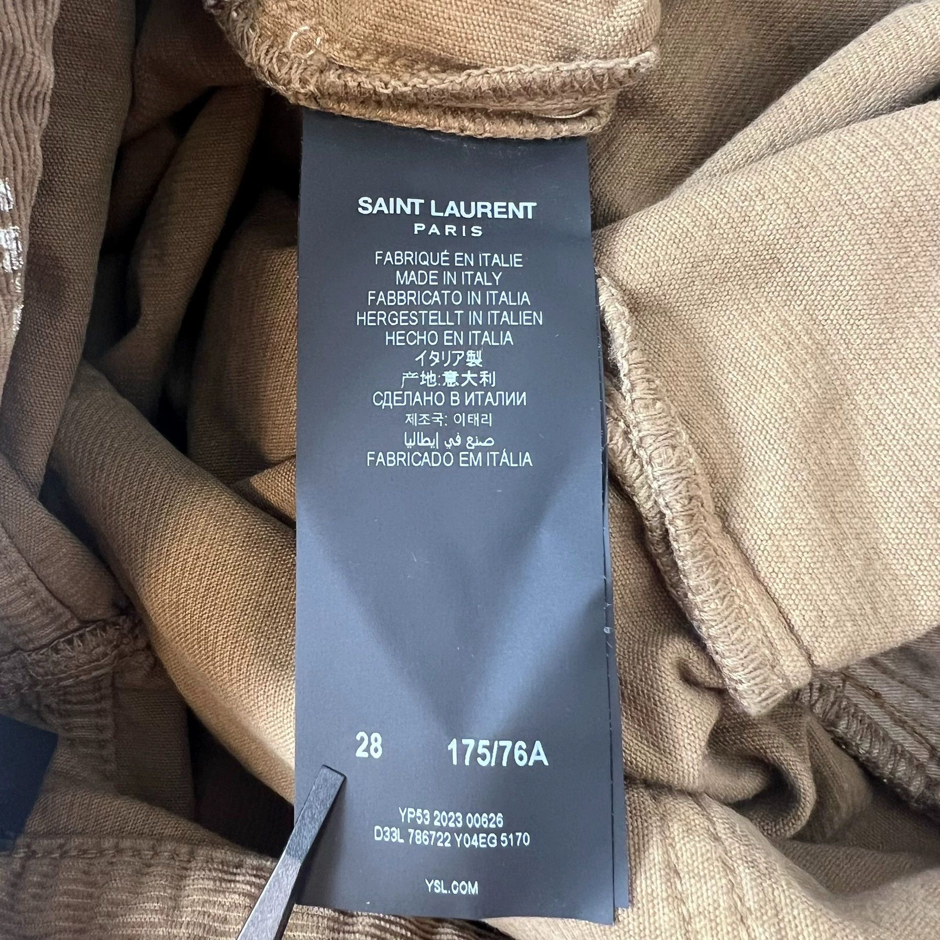 Saint Laurent Paris SLP 24ss 28 Khaki Corduroy Wide Leg Jeans Size US 28 / EU 44 - 6 Thumbnail