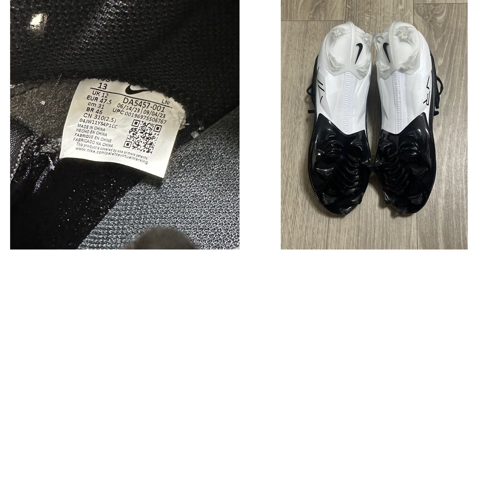 Nike Nike Vapor Edge Elite 360 2 Football Cleats White Black (DA5457-001) Sz 13 Size US 12 / EU 45 - 8 Thumbnail