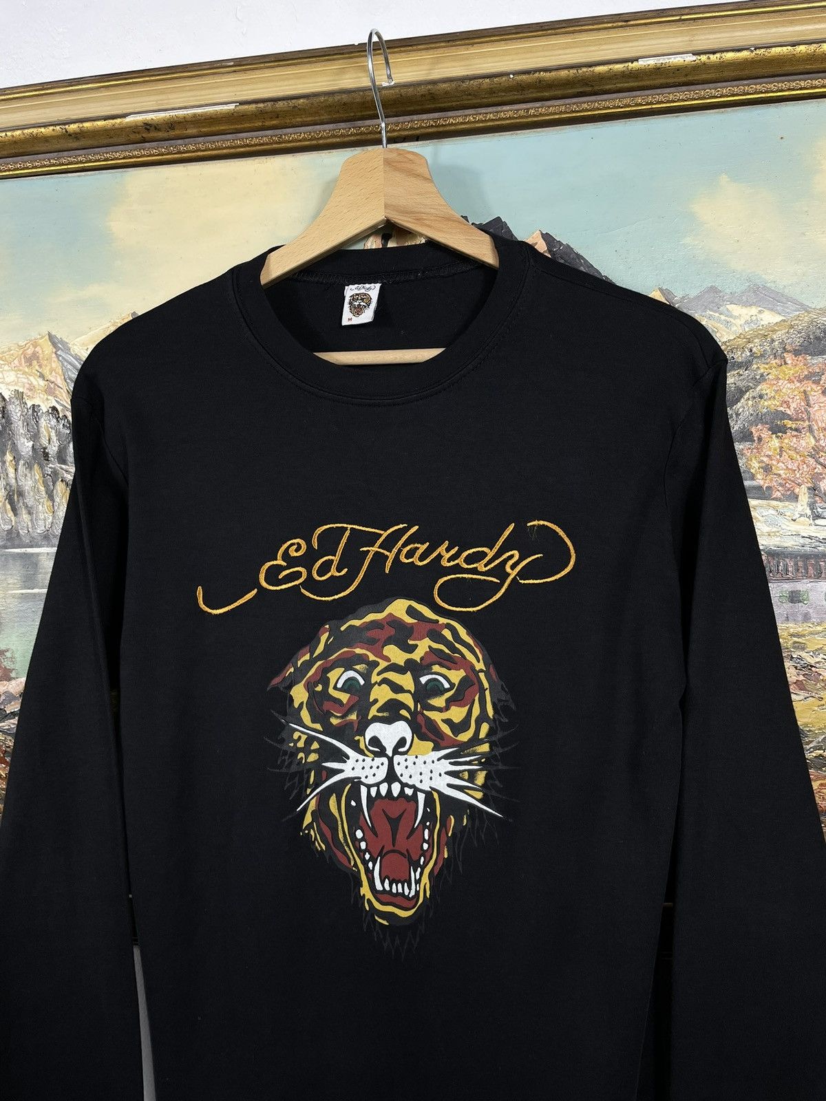 Christian Audigier × Ed Hardy × Vintage Ed Hardy Retro 00s LS T-Shirt Tee Cyber Affliction Grunge Size M / US 6-8 / IT 42-44 - 4 Thumbnail