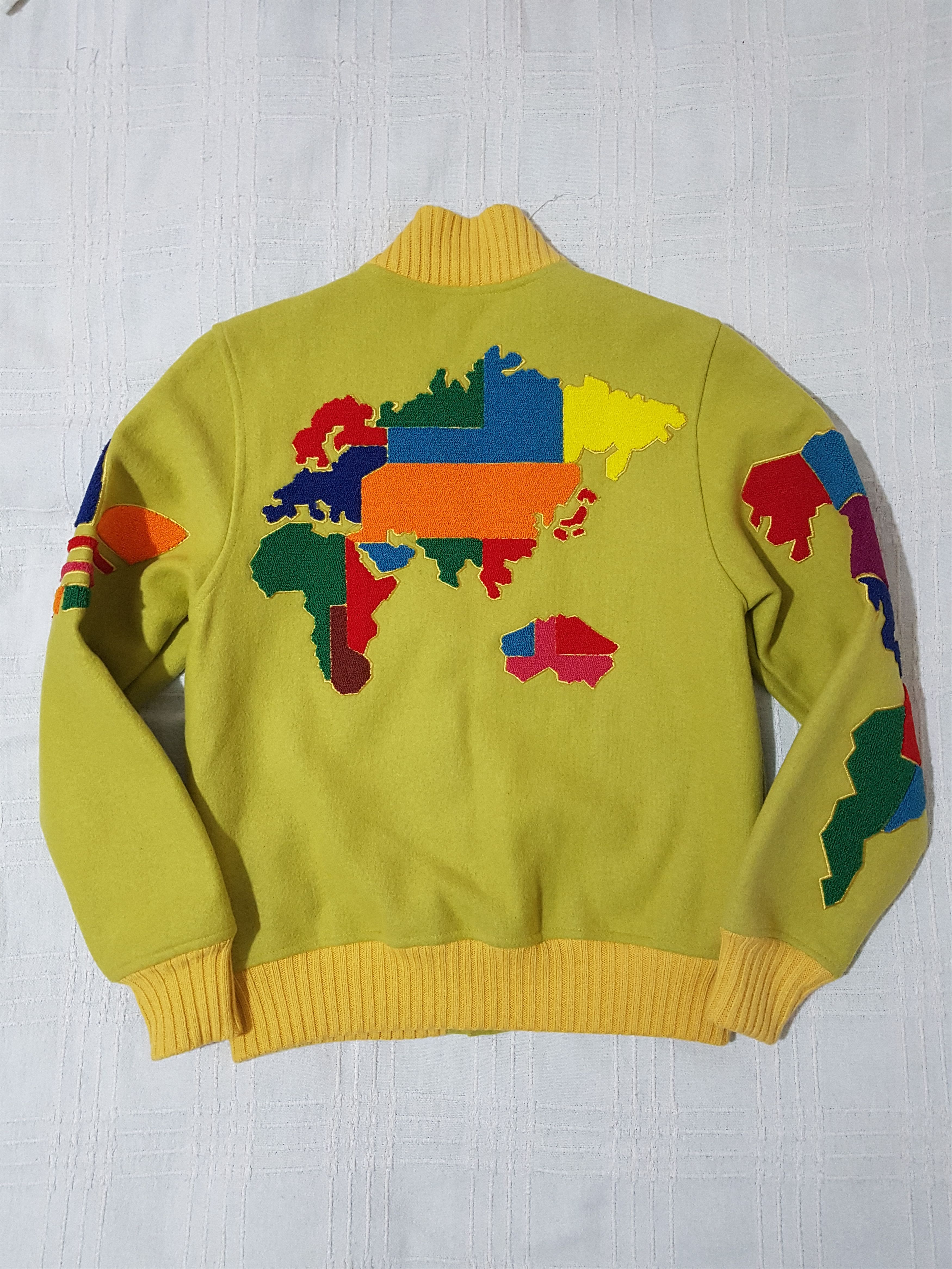 Adidas × Jeremy Scott Globe Varsity Letterman Jacket Wool Bomber World Map Size US XS / EU 42 / 0 - 14 Thumbnail