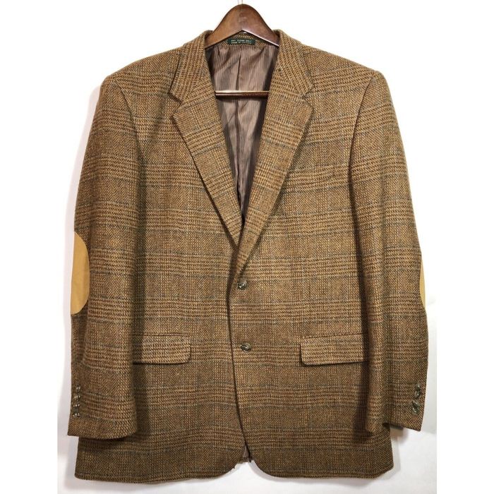 Elbow Patch Brown Tweed Jacket With Patch Pockets Size 42