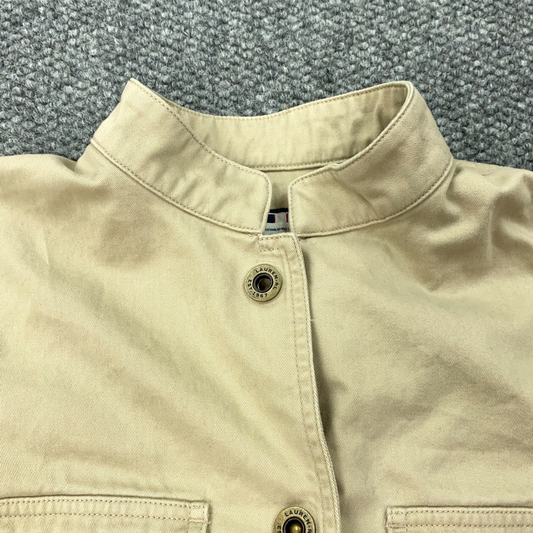Ralph Lauren VINTAGE Ralph Lauren Lauren Naval Supply Company Jacket Womens Large Beige Moto Twill Cotton Biker 90s Classic Size L / US 10 / IT 46 - 7 Thumbnail