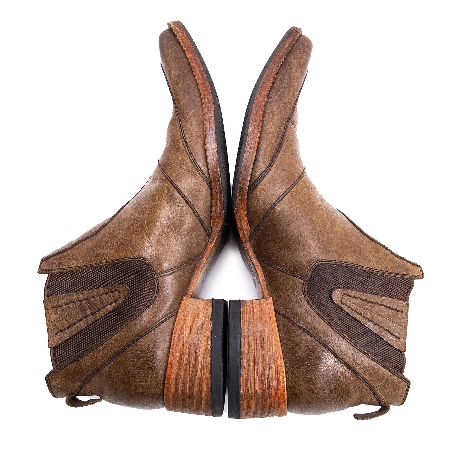 Jean Paul Gaultier Brown Leather Short Ankle Boots with Side Gore Size US 7 / EU 40 - 8 Thumbnail