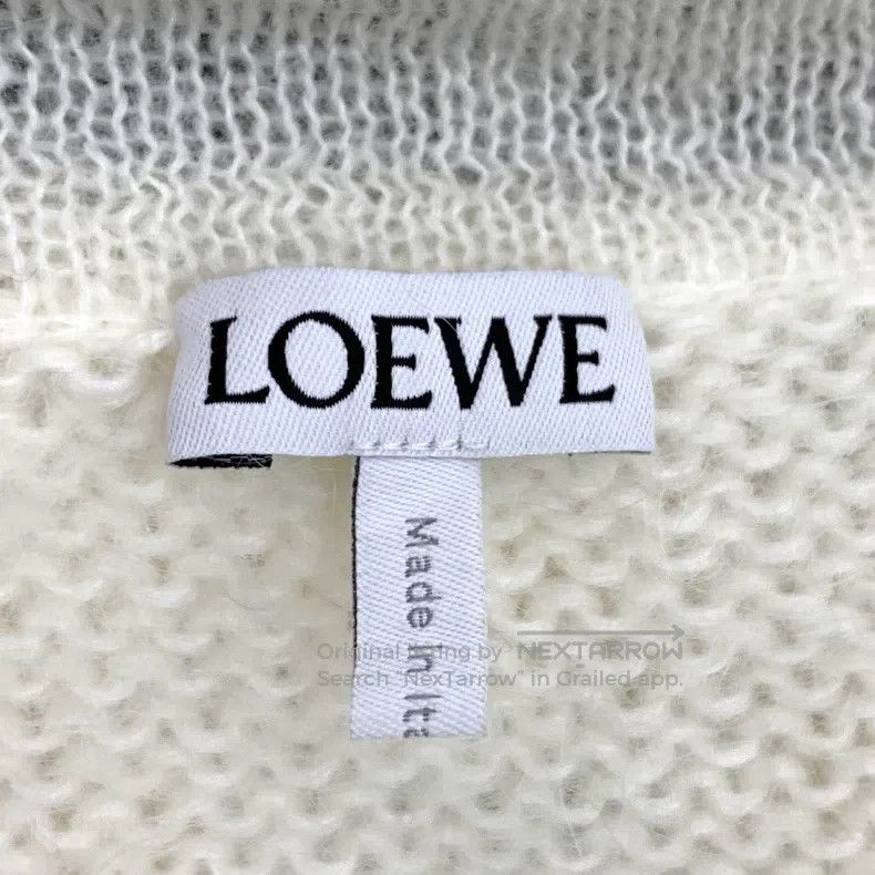 Loewe White Logo Letter Embroidered Mohair V-Neck Single B