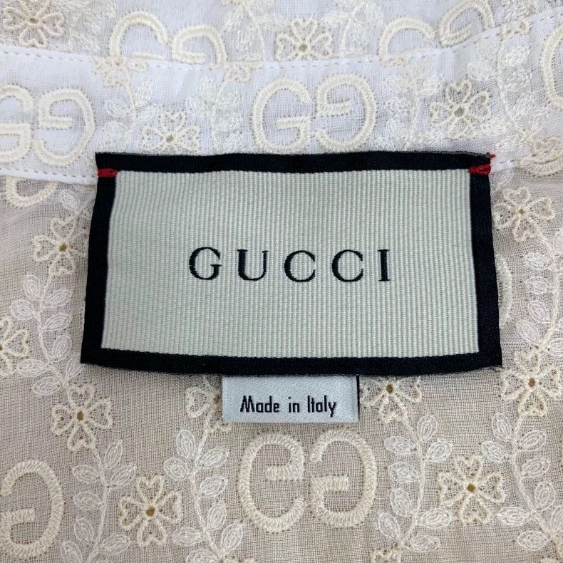 Gucci Gucci Beige logo jacquard full-print cotton lapel long-sle Size S / US 4 / IT 40 - 5 Thumbnail