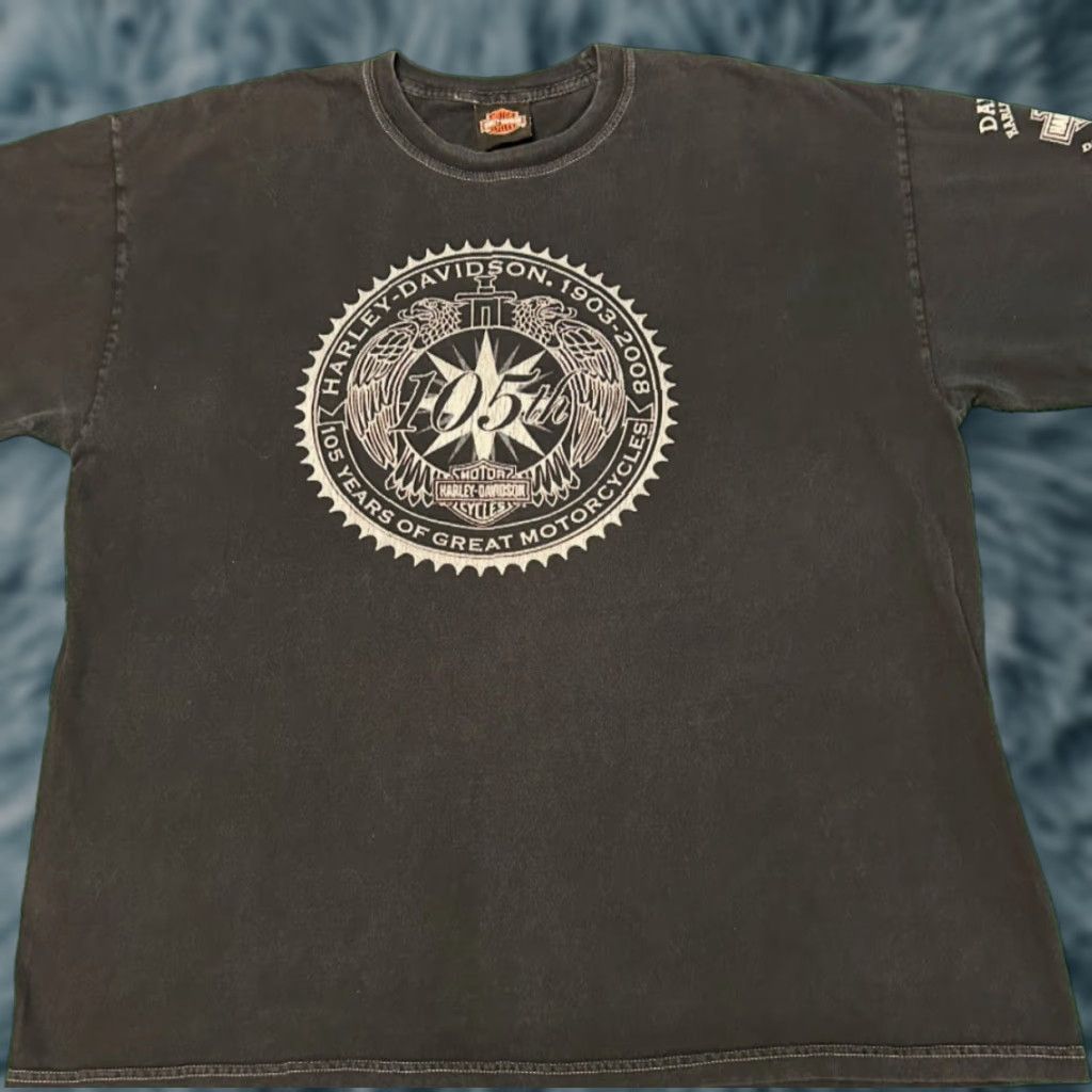 Harley Davidson VINTAGE Harley-Davidson 105 Years Daytona Biker 2008 VTG Shirt Mens XL Black Short Sleeve T-Shirt 90s USA Y2K Mens Size US XL / EU 56 / 4 - 1 Thumbnail