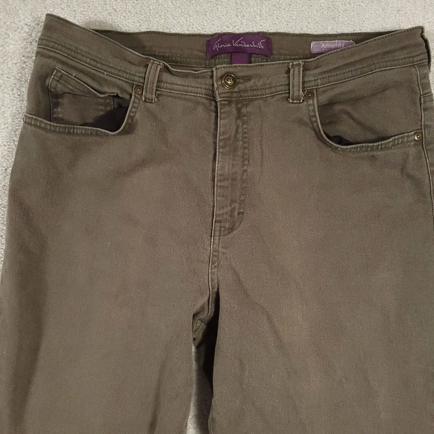 Gloria Vanderbilt Gloria Vanderbilt Amanda Jeans Women's 14 Green Straight Leg High Rise Denim Size 36" / US 14 / IT 50 - 3 Thumbnail