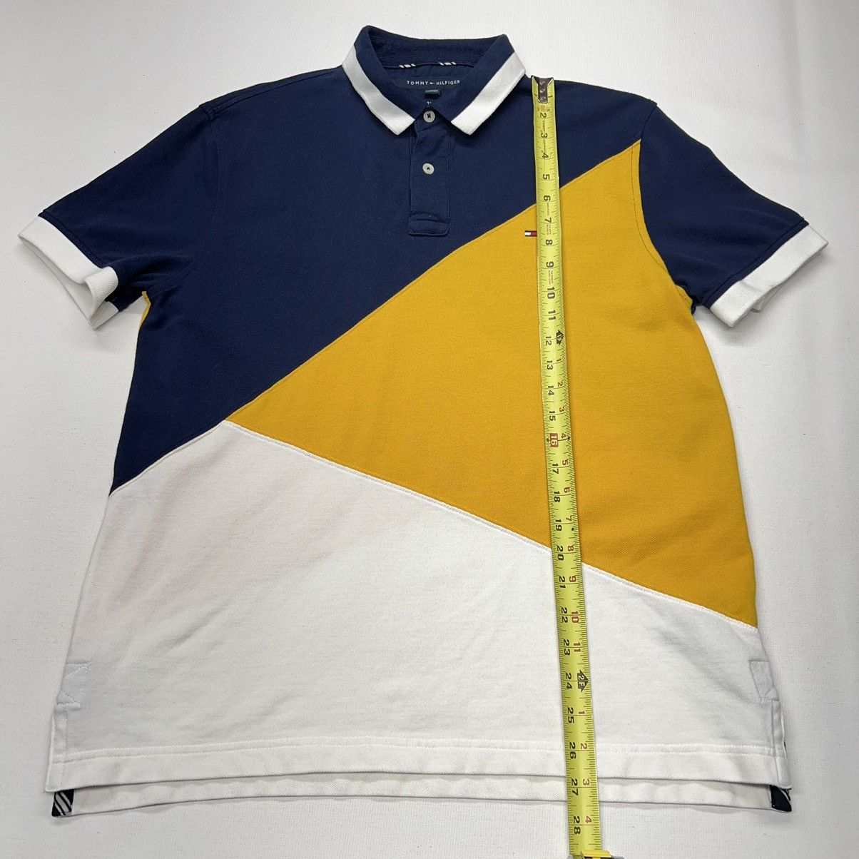 Tommy Hilfiger Tommy Hilfiger Polo Blue Yellow Custom Fit White Golf Flag Size US L / EU 52-54 / 3 - 18 Thumbnail