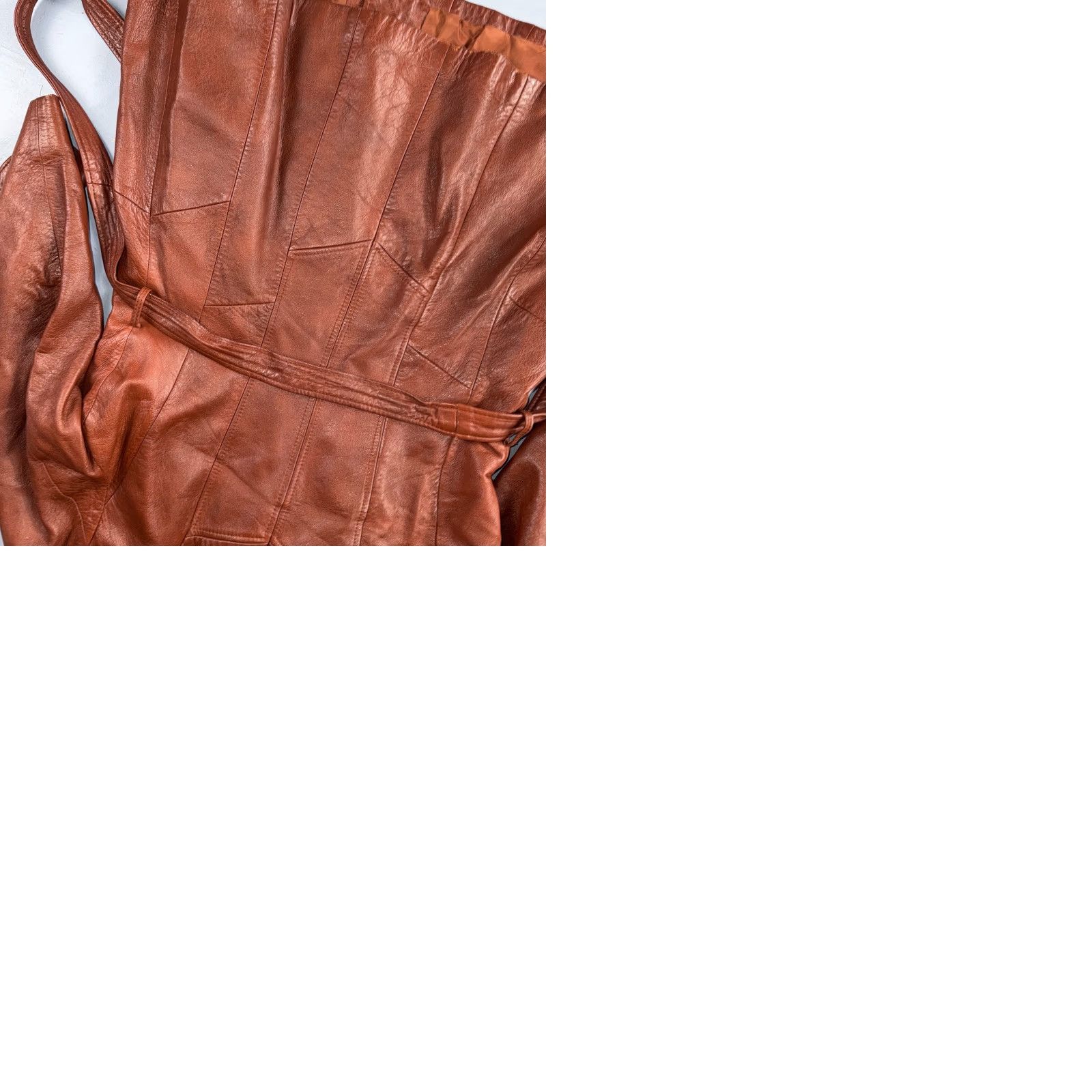 Vintage VTG Wilsons Women's Brown 100% Leather Jacket Trench Coat Car Belted 80s 90s Size XL / US 12-14 / IT 48-50 - 11 Thumbnail