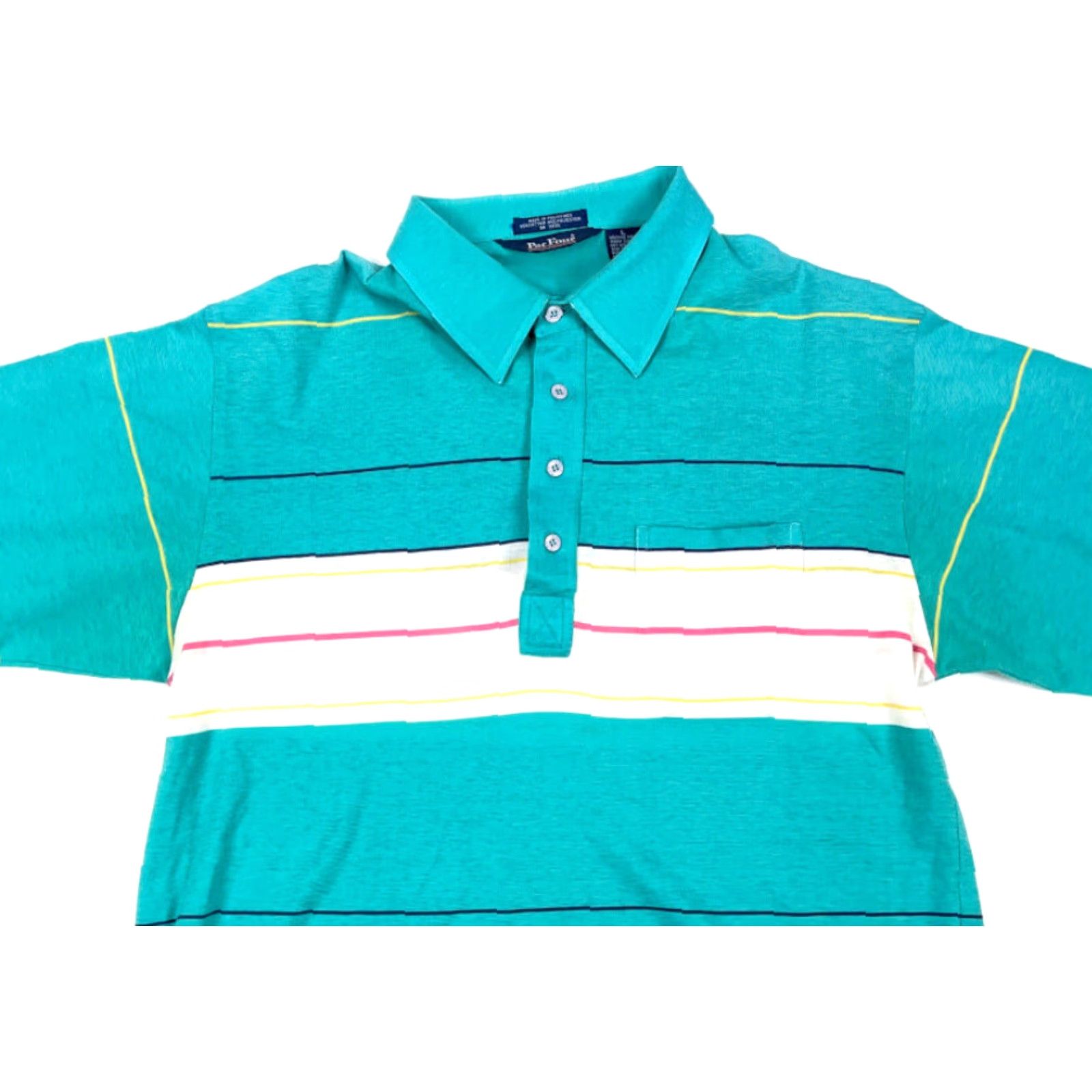Vintage VTG Par Four Polo Shirt Adult Large Green Striped Lightweight 90s Casual Mens Size US L / EU 52-54 / 3 - 3 Thumbnail