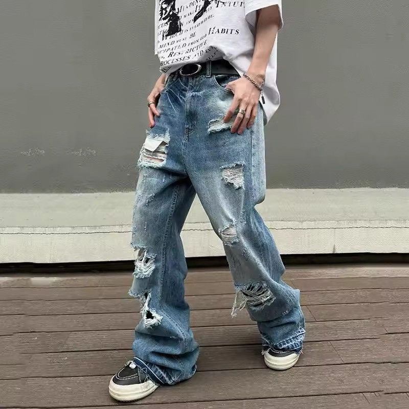 Japanese Brand Y2K Washed Ripped Micro Flare Jeans Size US 36 / EU 52 - 2 Thumbnail
