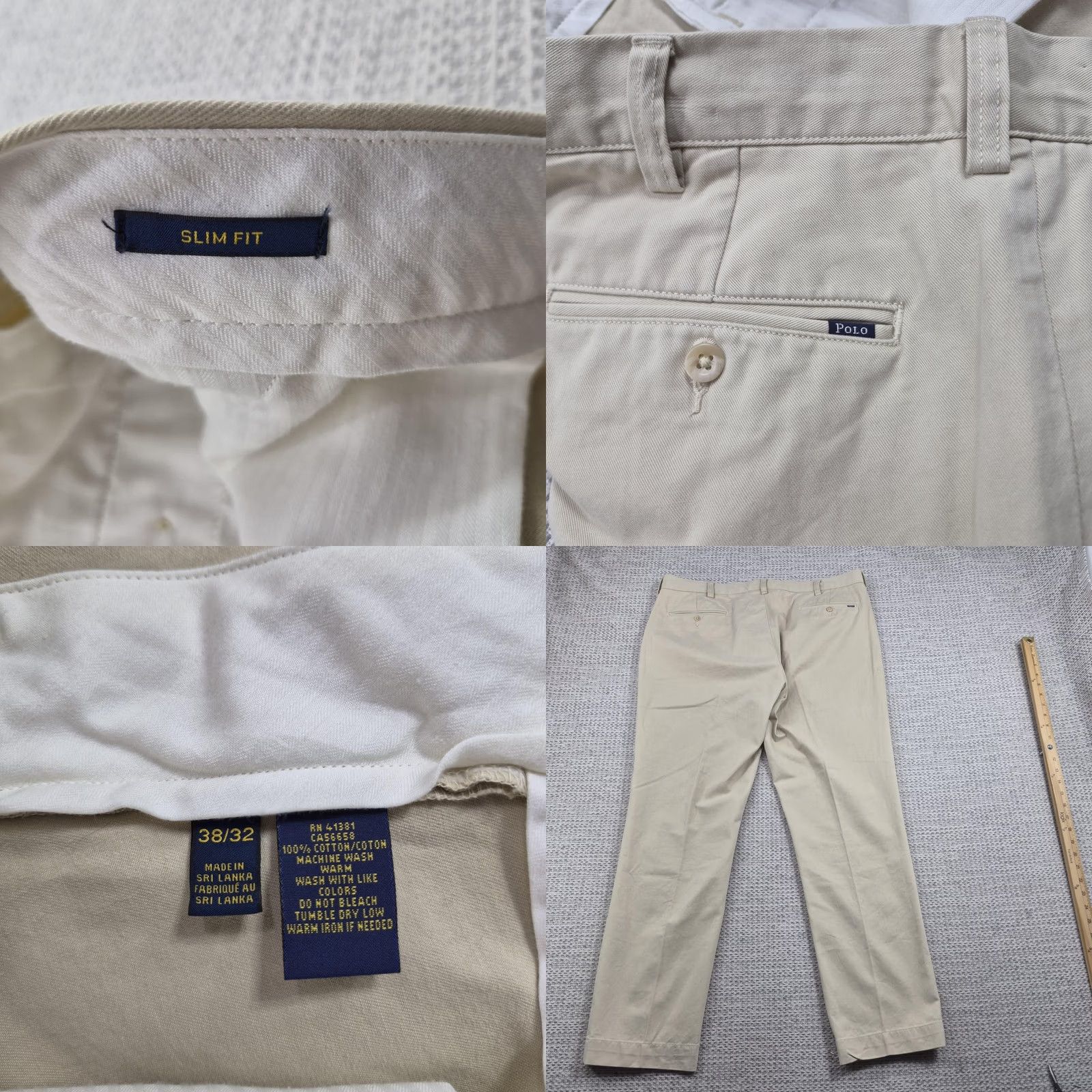 Polo Ralph Lauren Polo Ralph Lauren Pants Mens 38x32 Beige Chino Slim Fit Cotton Casual Spring Mens Size US M / EU 48-50 / 2 - 8 Thumbnail