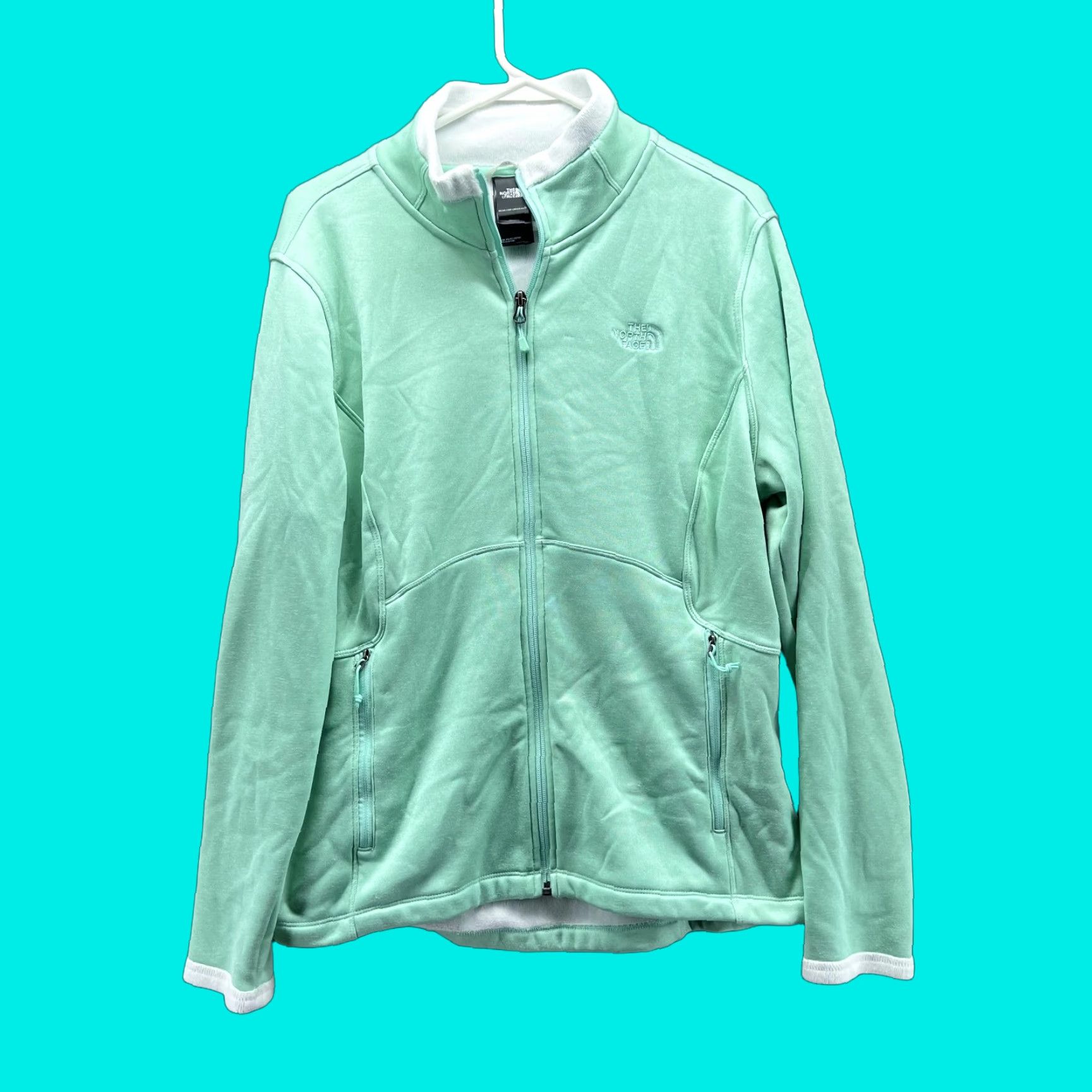The North Face VINTAGE? No — The North Face Sweater Women XL Teal Full Zip Polyester Fleece Logo All Seasons Winter Fall Spring Casual Womens Regular Size XL / US 12-14 / IT 48-50 - 1 Thumbnail