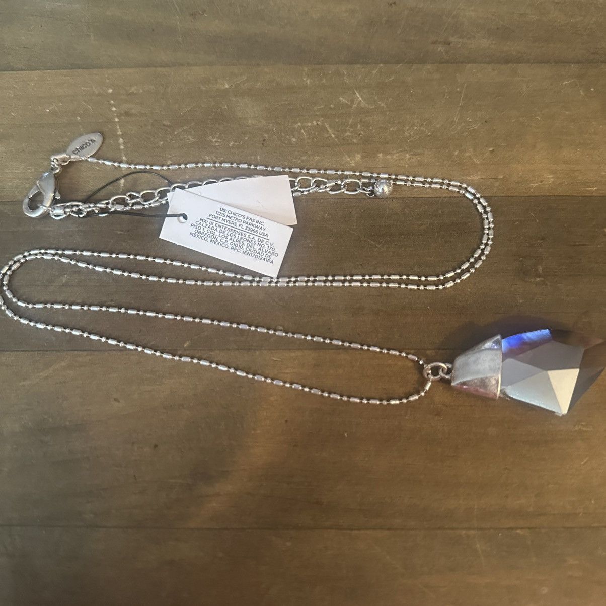 Chicos Chico’s long silver tone chunky crystal pendant necklace Size ONE SIZE - 2 Thumbnail