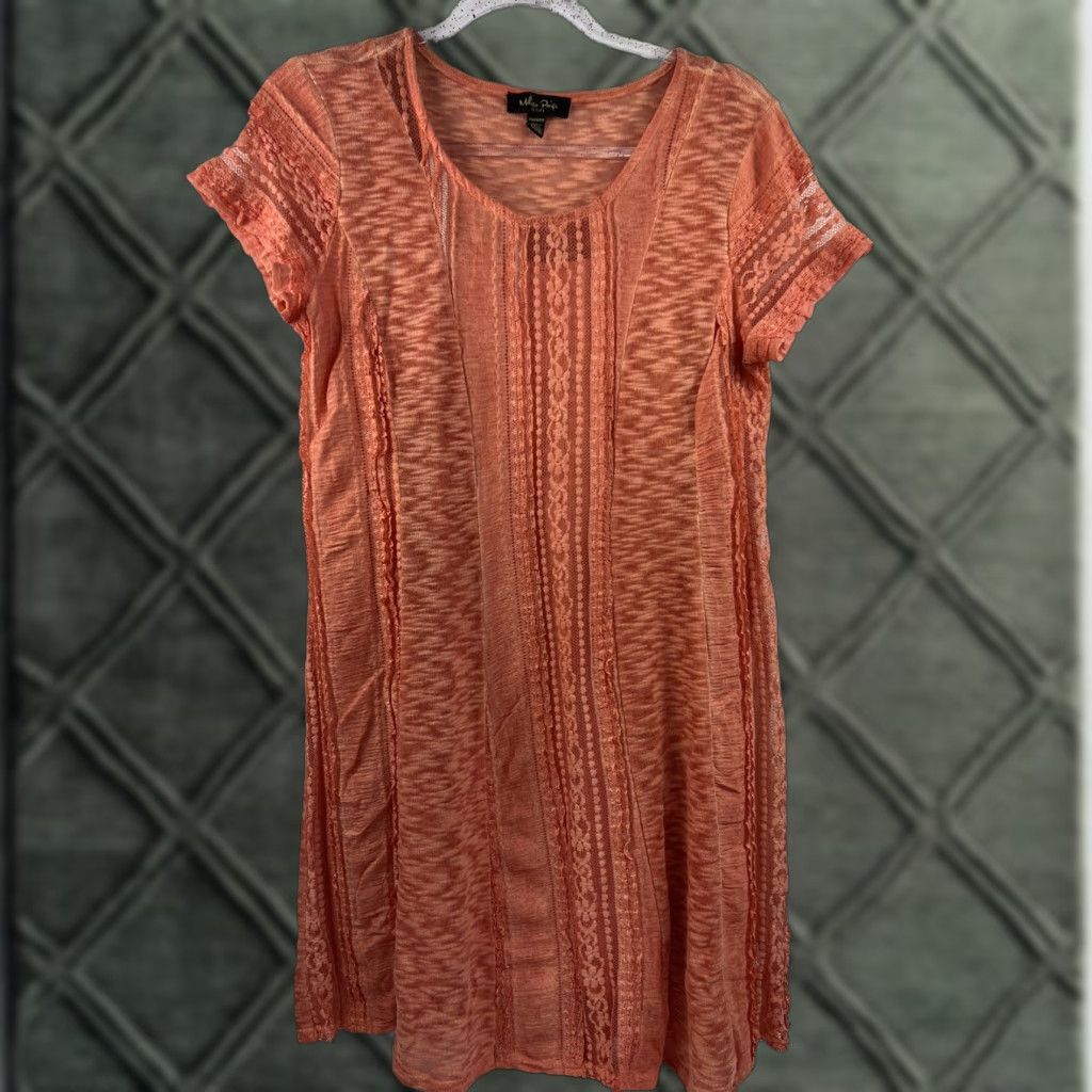 Melissa Paige Dress Women's Petite PM Orange Stretch Embellished Full Slip Liner Dress