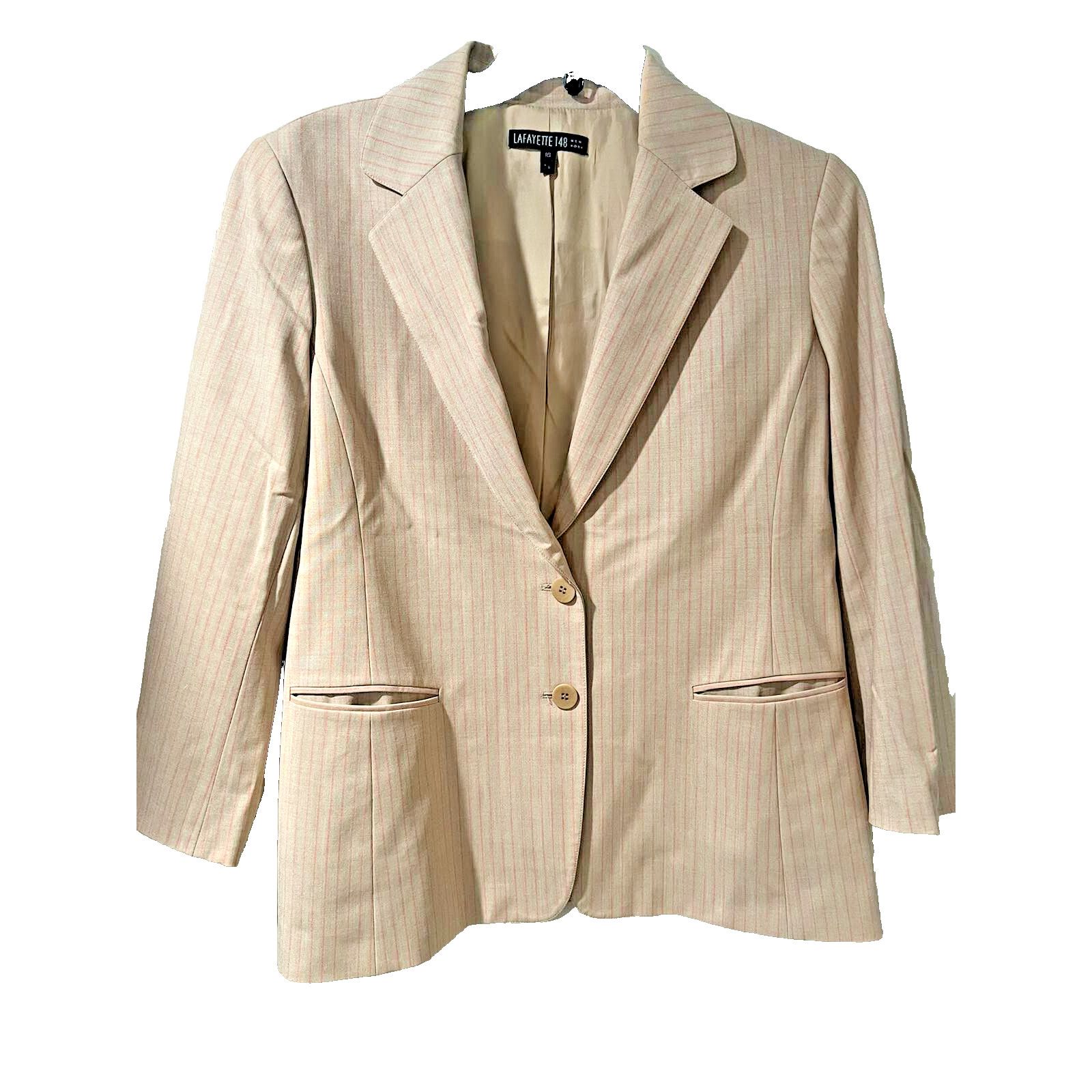 & Other Stories Lafayette 148 New York Tan Wool Suit Jacket Size 16 A001621 Size XL / US 12-14 / IT 48-50 - 1 Thumbnail