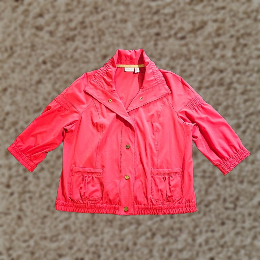 Vintage Chicos Zenergy Jacket Womens Large Orange 3/4 Sleeve Full Zip Athletic Casual Jacket Size L / US 10 / IT 46 - 1 Thumbnail