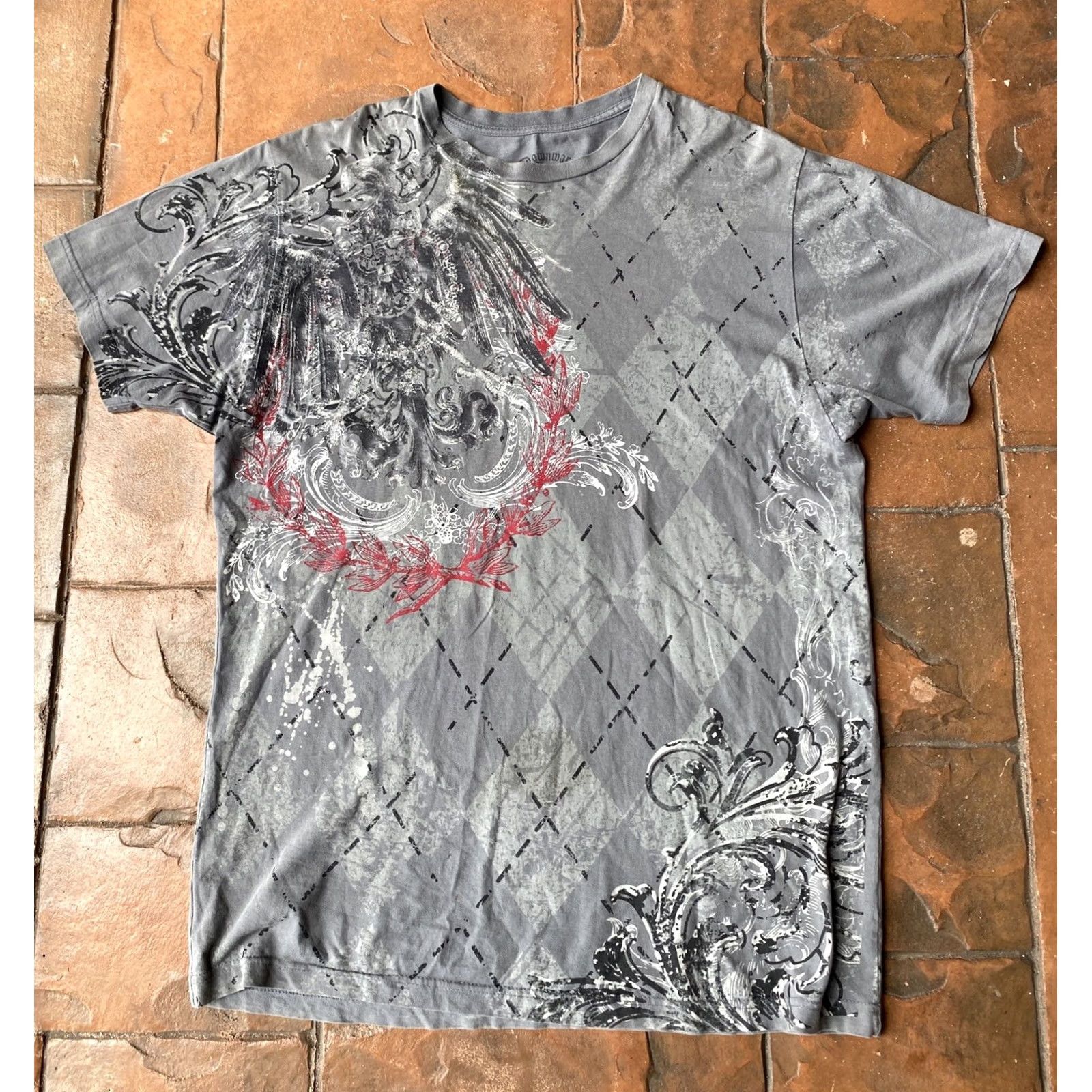 Affliction VINTAGE Downward Spiral T-Shirt XL Gray Skull Grunge Emo Men Crew Neck Short Sleeve Cotton Size XL Size US XL / EU 56 / 4 - 2 Thumbnail