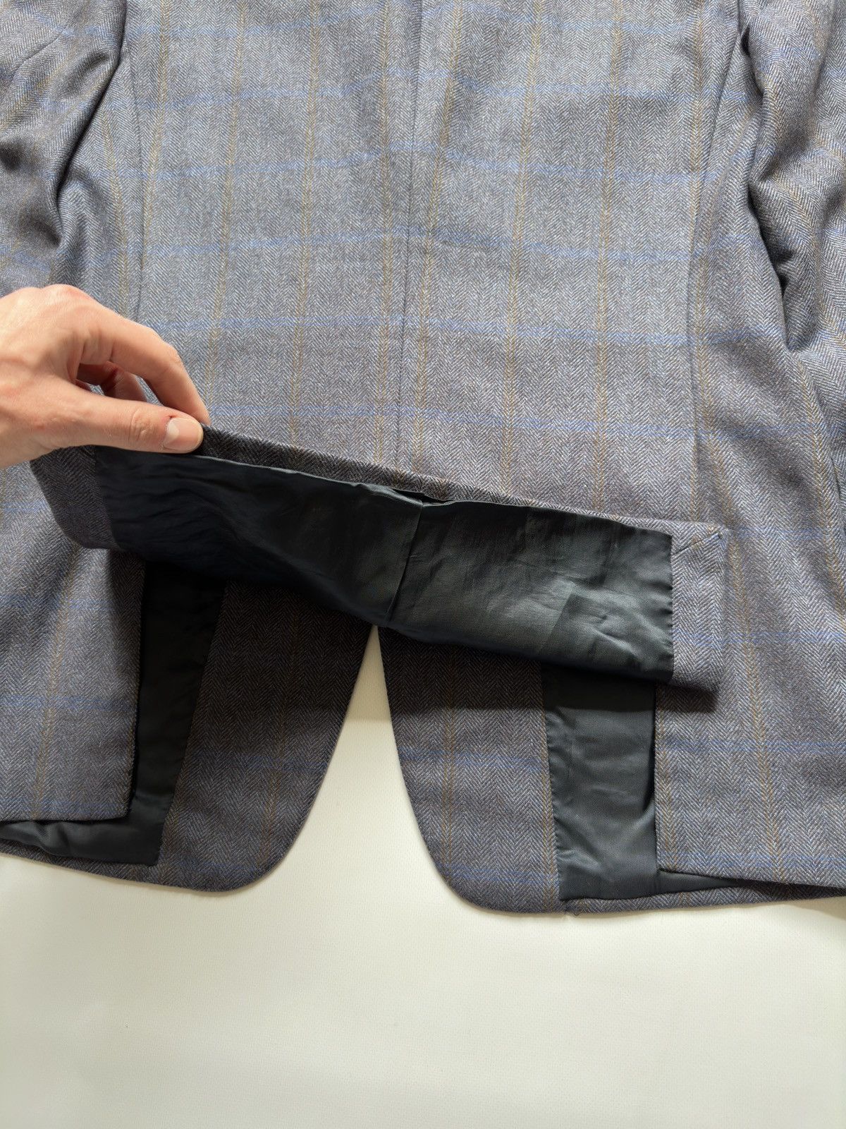 Ermenegildo Zegna Ermenegildo Zegna Mens 52 Blazer Jacket Check Tweed Blue Size 50L - 11 Thumbnail
