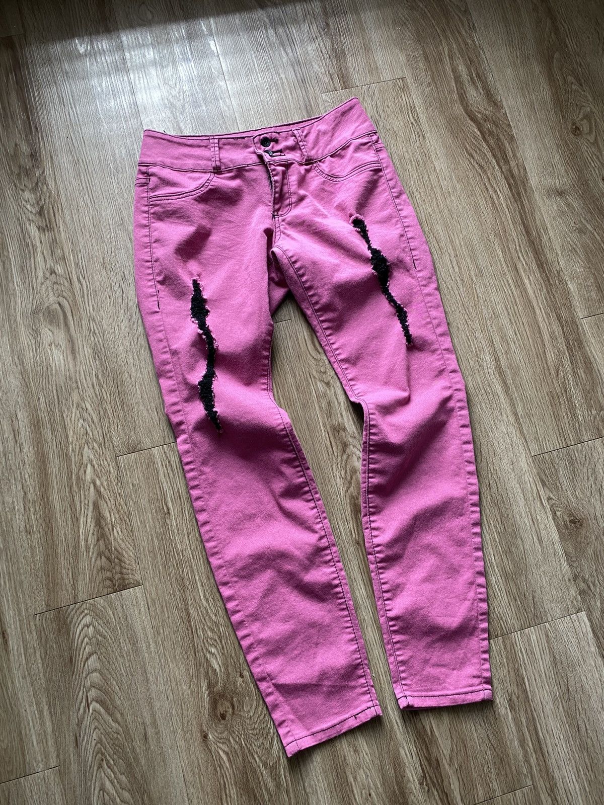 Other Y2K Indie Pink Distressed Skinny Jeans Size 26" / US 2 / IT 38 - 3 Thumbnail