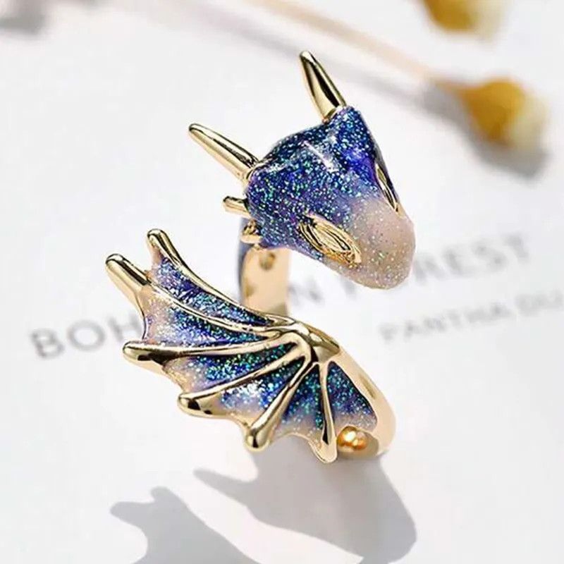 Other Blue Two Dragon Rings Size ONE SIZE - 2 Thumbnail