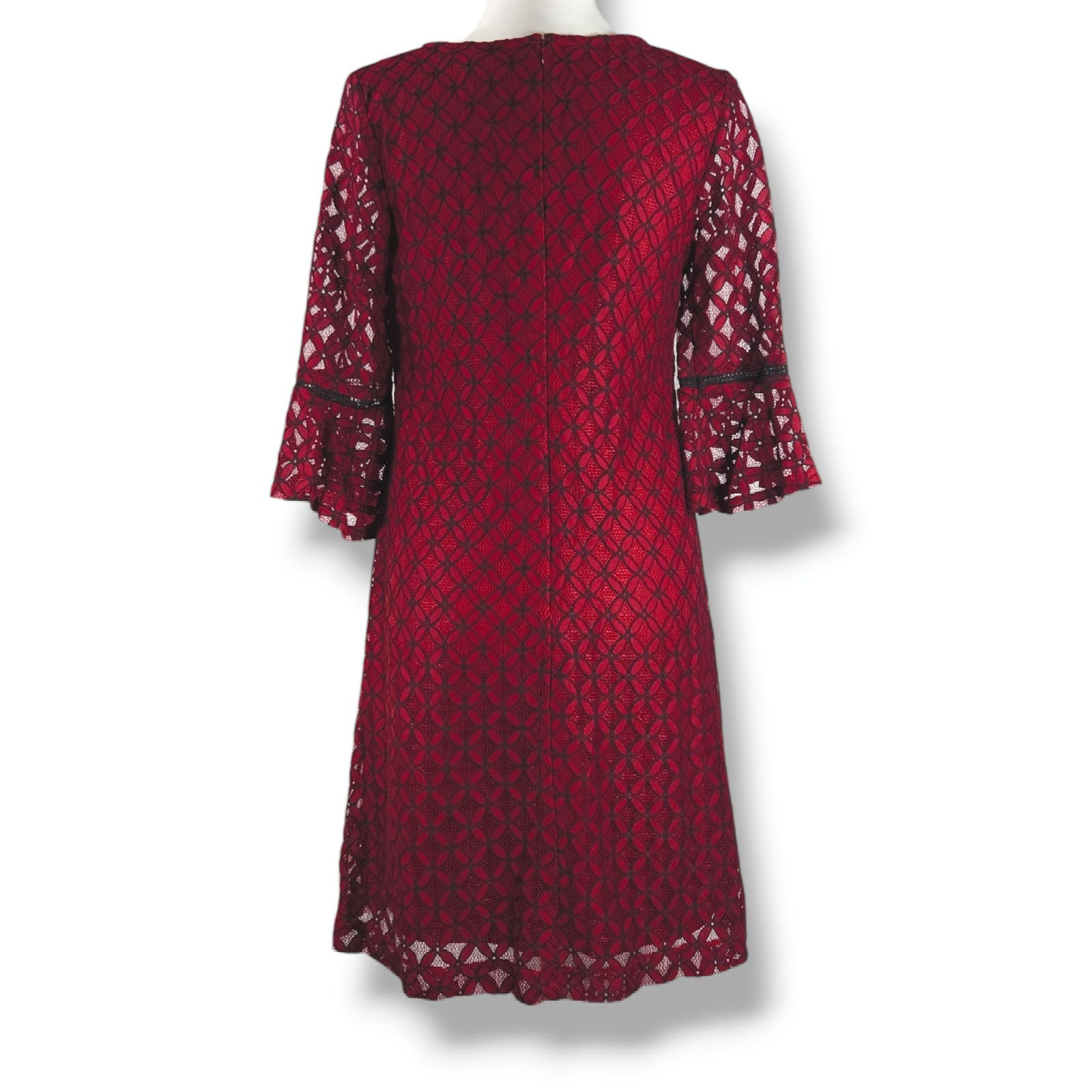 Other EUC Sandra Darren Lace Overlay Sheath Dress Sz. 6 Wine Black Size M / US 6-8 / IT 42-44 - 3 Thumbnail