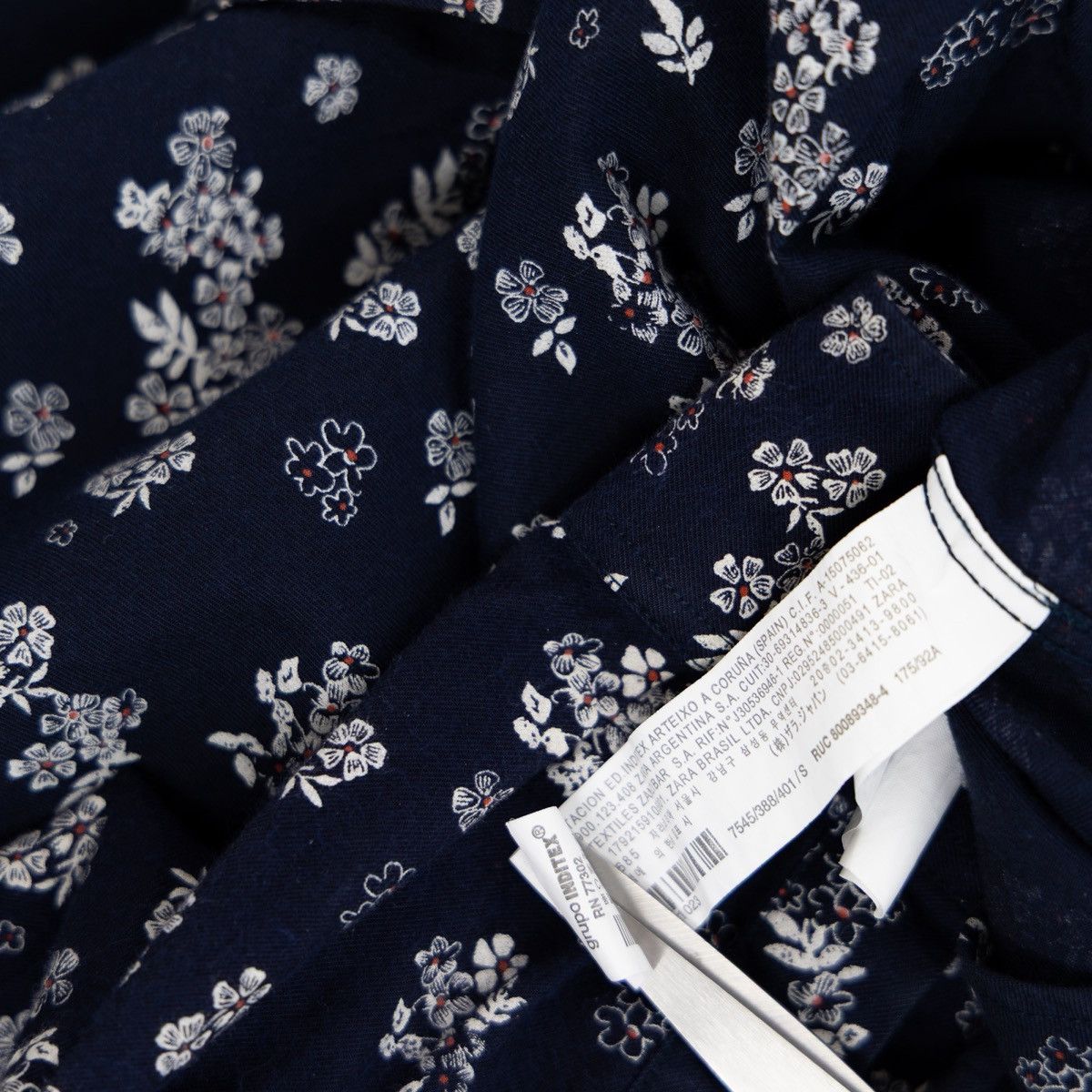Zara ZARA Man Floral Shirt Mens Navy Blue Button Down Long Sleeve Size US S / EU 44-46 / 1 - 6 Thumbnail