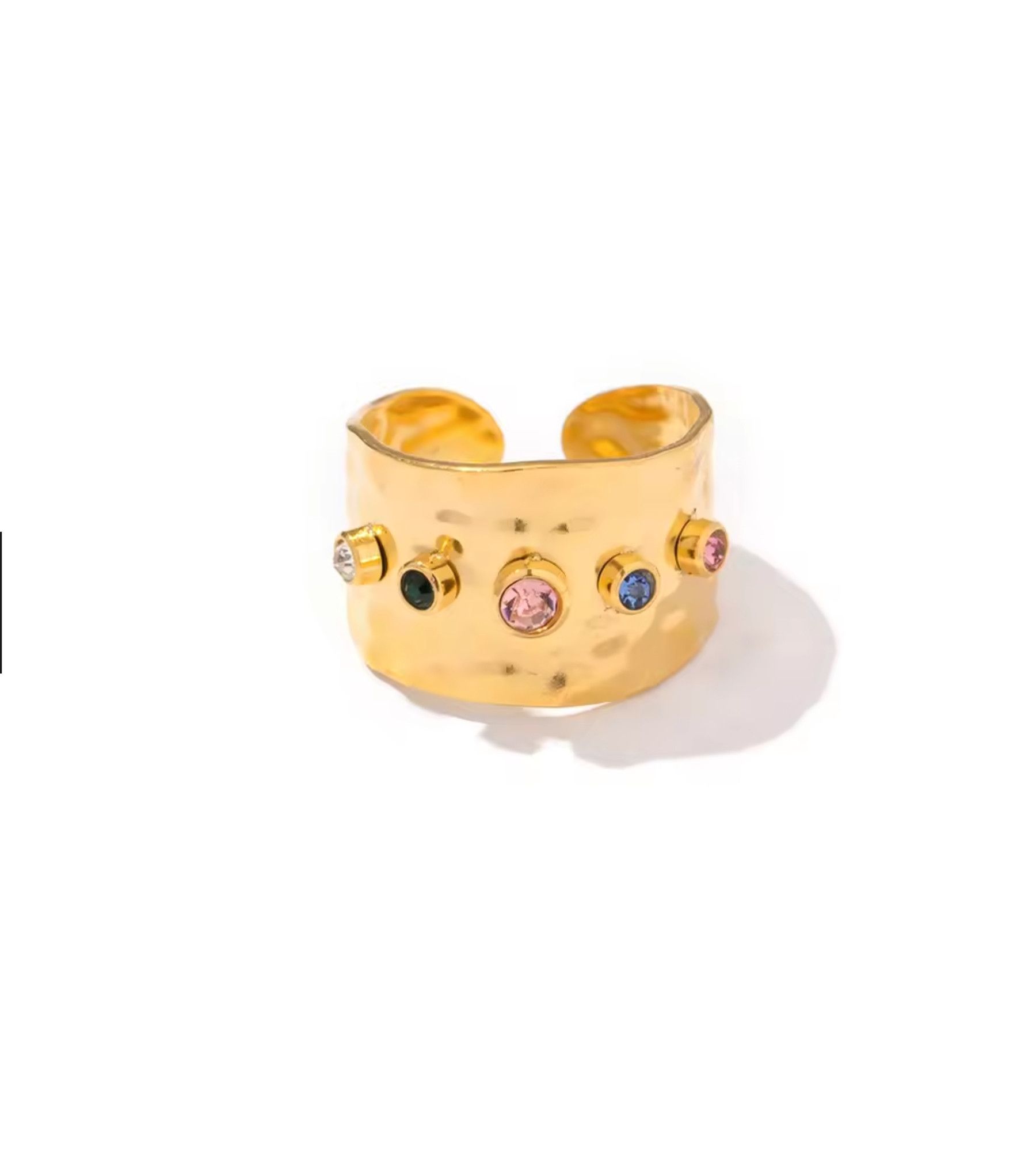 Jewelry Resizable Cubic Zirconia Crystal Steel 18K Gold Plated Rings Size ONE SIZE - 1 Thumbnail
