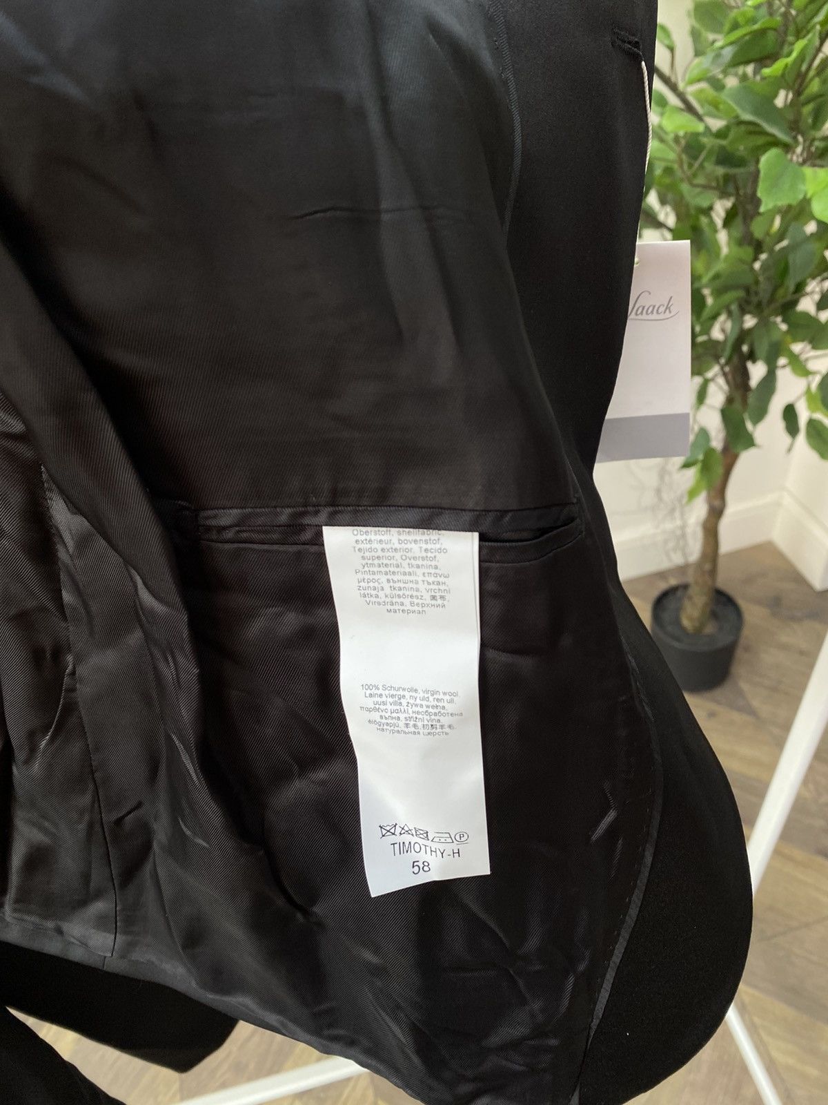Other Vintage Van Jaack Men's Black Suit Loro Piana Wool Size 54L - 9 Thumbnail