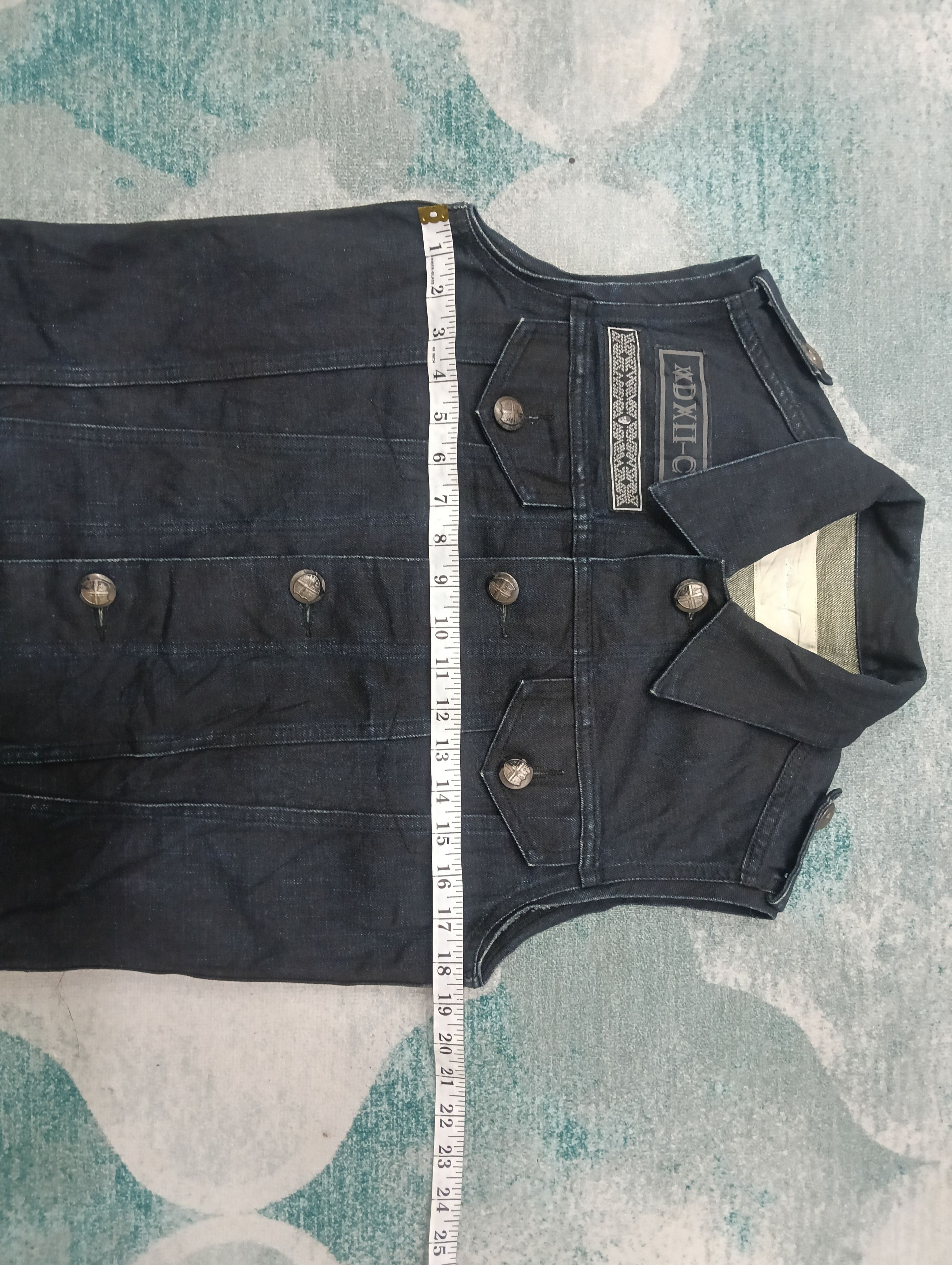 Japanese Brand Advantage Cycle Skulls Vest Denime Jacket Size 38S - 14 Thumbnail