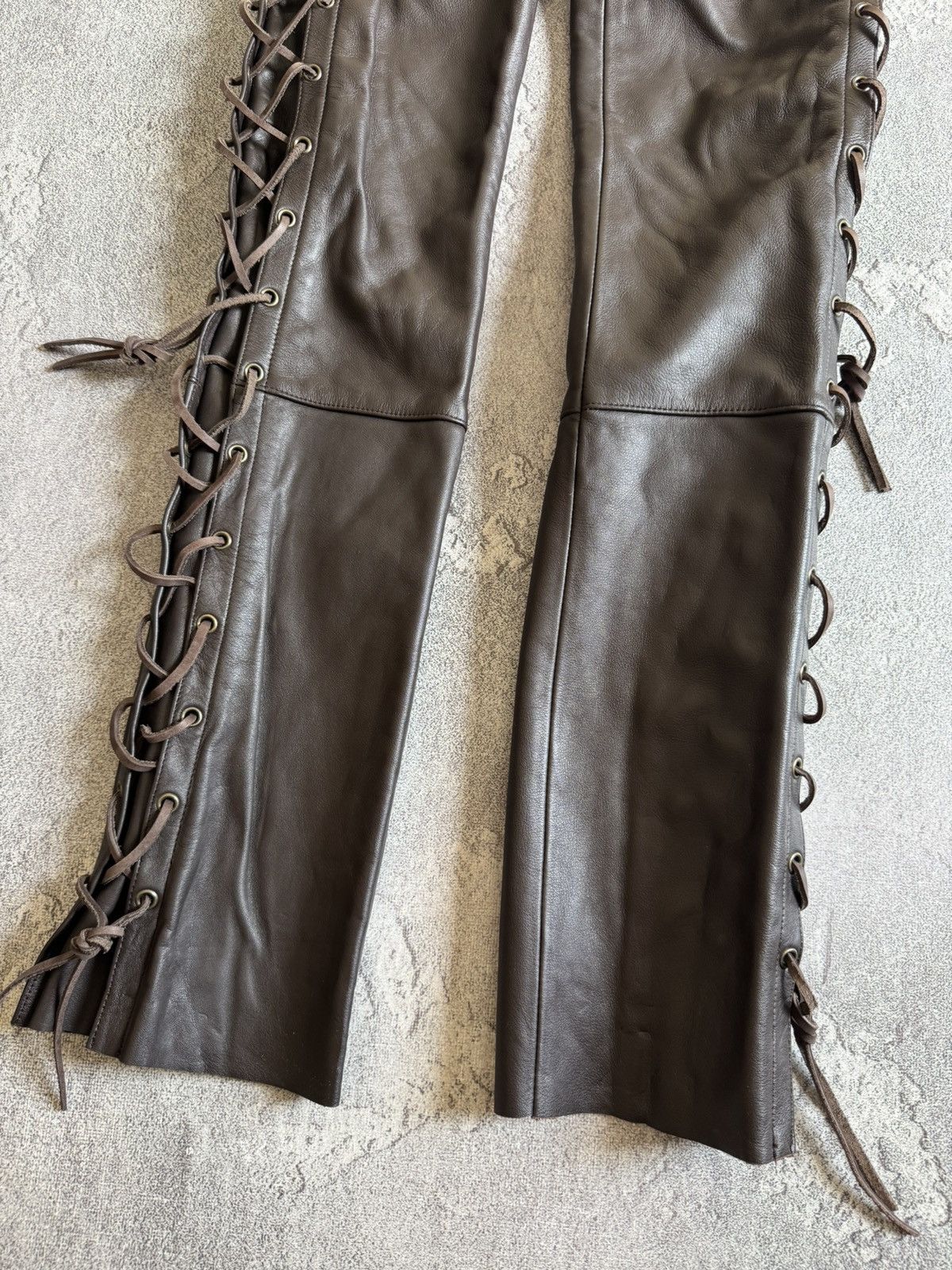 Designer IXS 38size brown leather motorcycle biker pants trousers y2k Size 26" / US 2 / IT 38 - 5 Thumbnail
