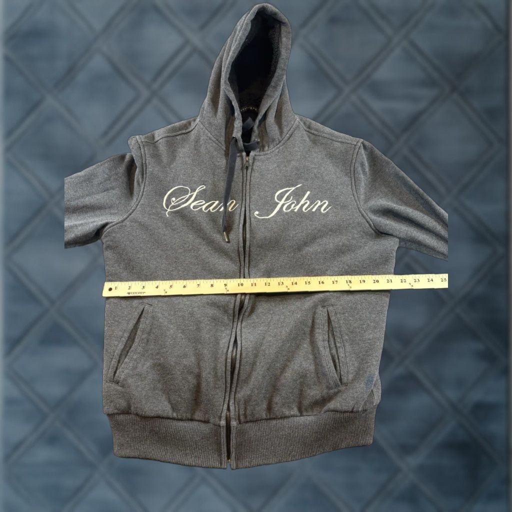 Sean John VINTAGE Sean John Hoodie Men L Gray Full Zip 2000s 90s Hip Hop Logo Pockets Front Zip Knit Sweatshirt Size US L / EU 52-54 / 3 - 1 Thumbnail